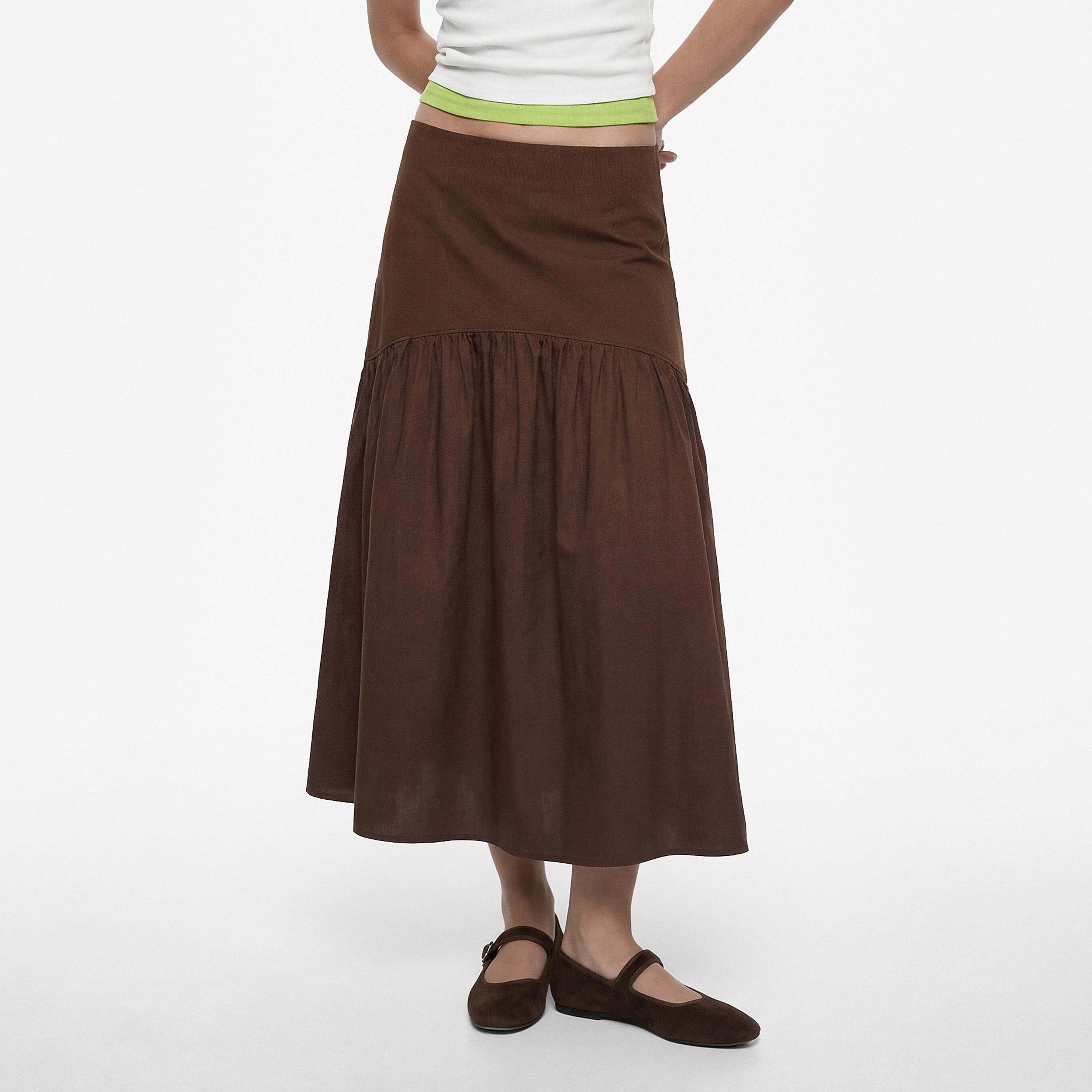 KOTON Gathered Cotton A-Line Women's Skirt-women-clothing-bottoms-skirts-image-1