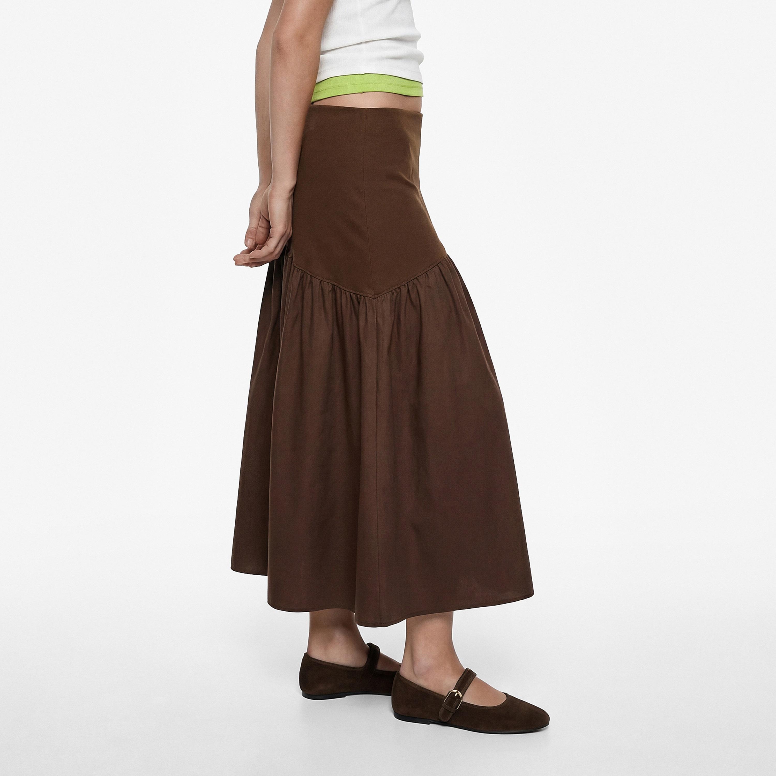KOTON Gathered Cotton A-Line Women's Skirt-women-clothing-bottoms-skirts-image-3
