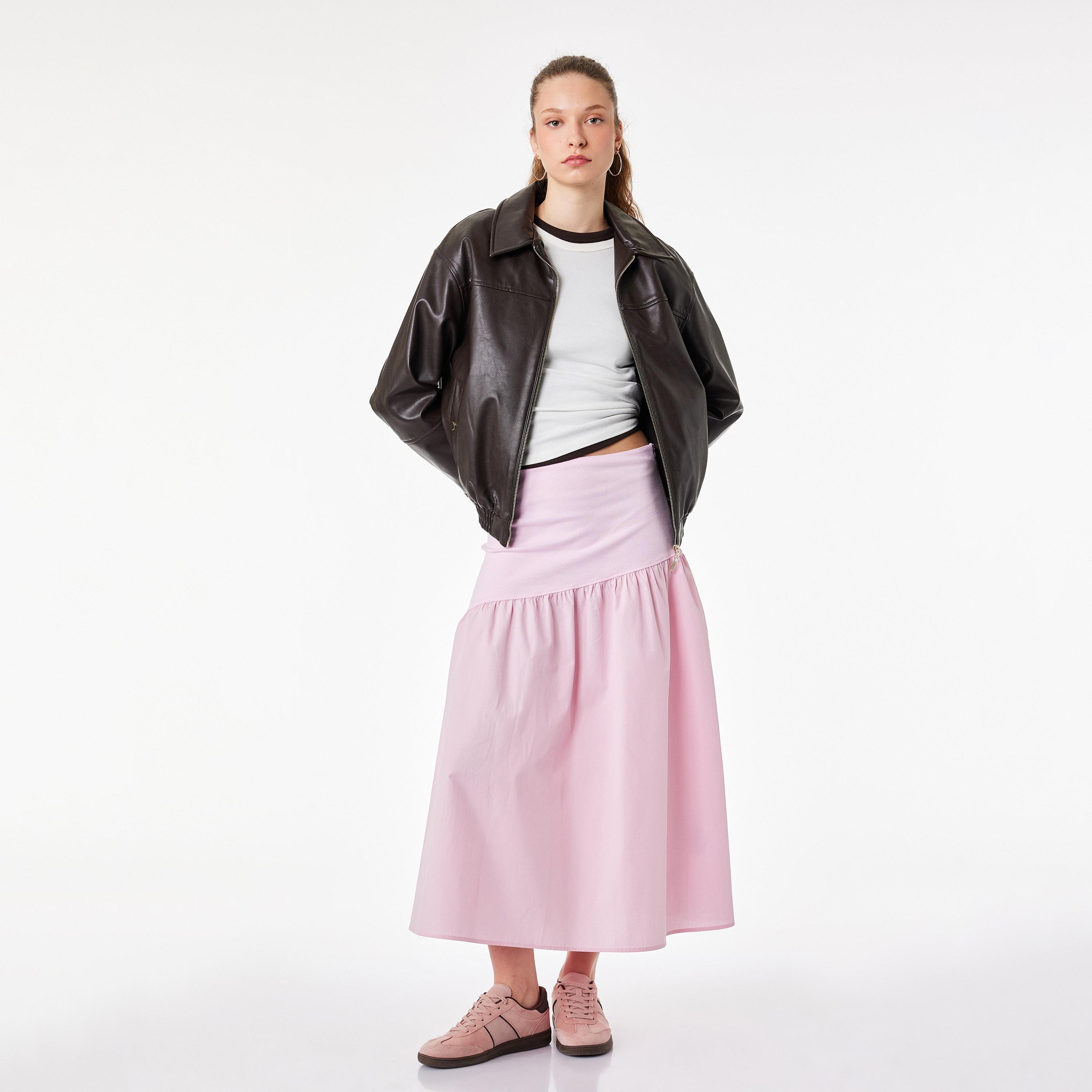 تنورة قطن نسائية بكشكشة وقصة ايه-لاين من كوتون-women-clothing-bottoms-skirts-image-8