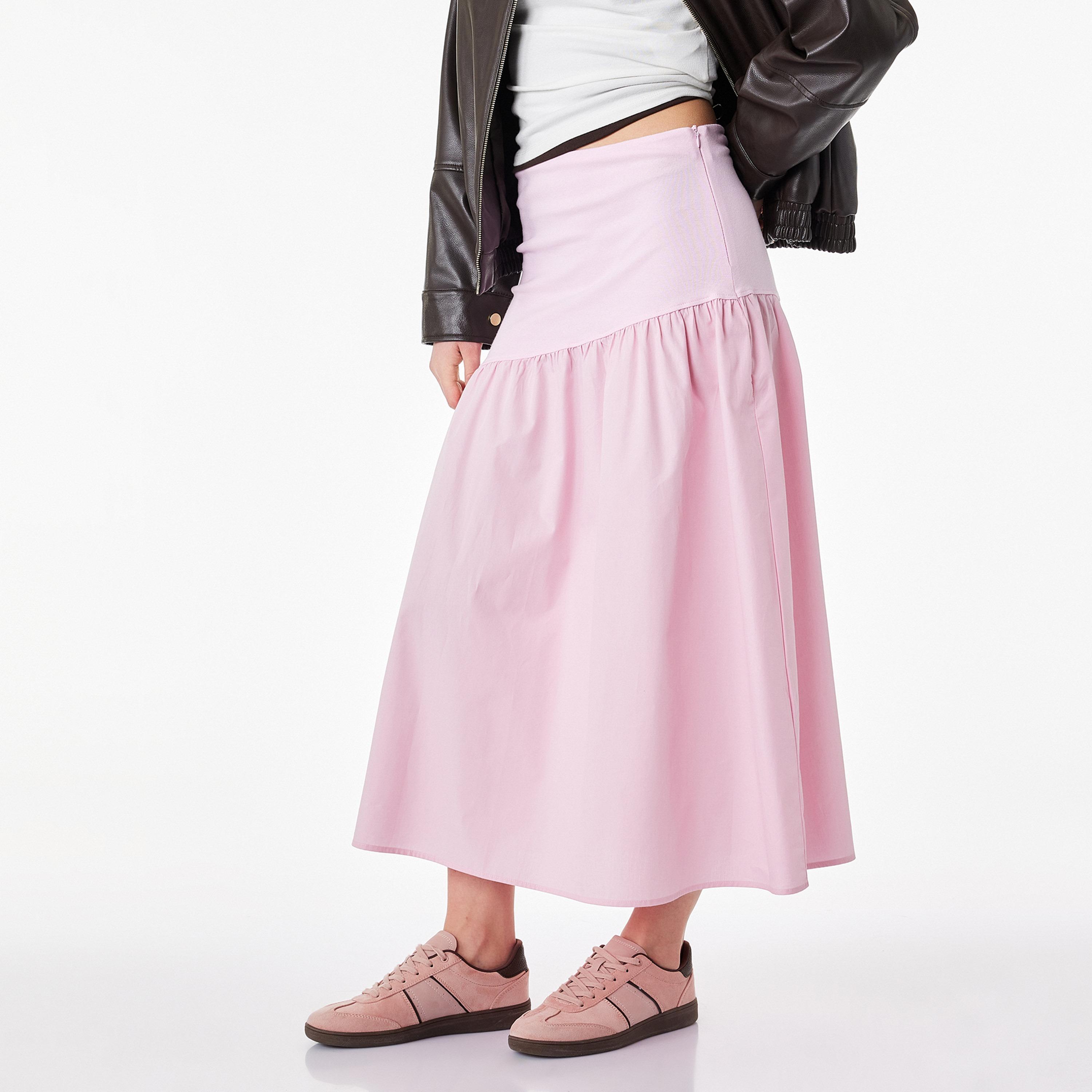 تنورة قطن نسائية بكشكشة وقصة ايه-لاين من كوتون-women-clothing-bottoms-skirts-image-9