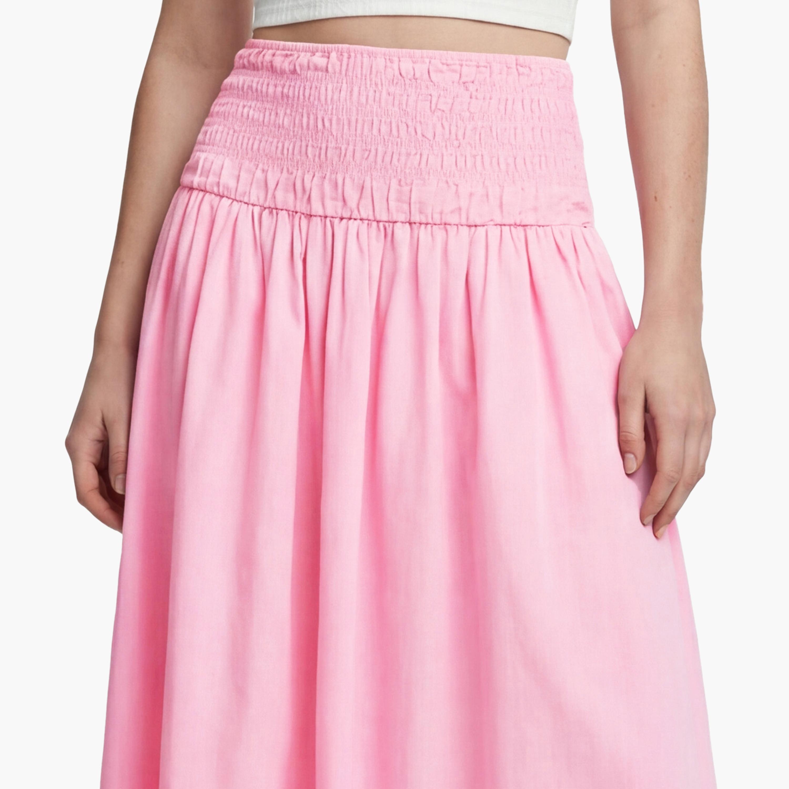تنورة ماكسي نسائية قطنية قصة "ايه-لاين" بلون وردي من كوتون-women-clothing-bottoms-skirts-image-5