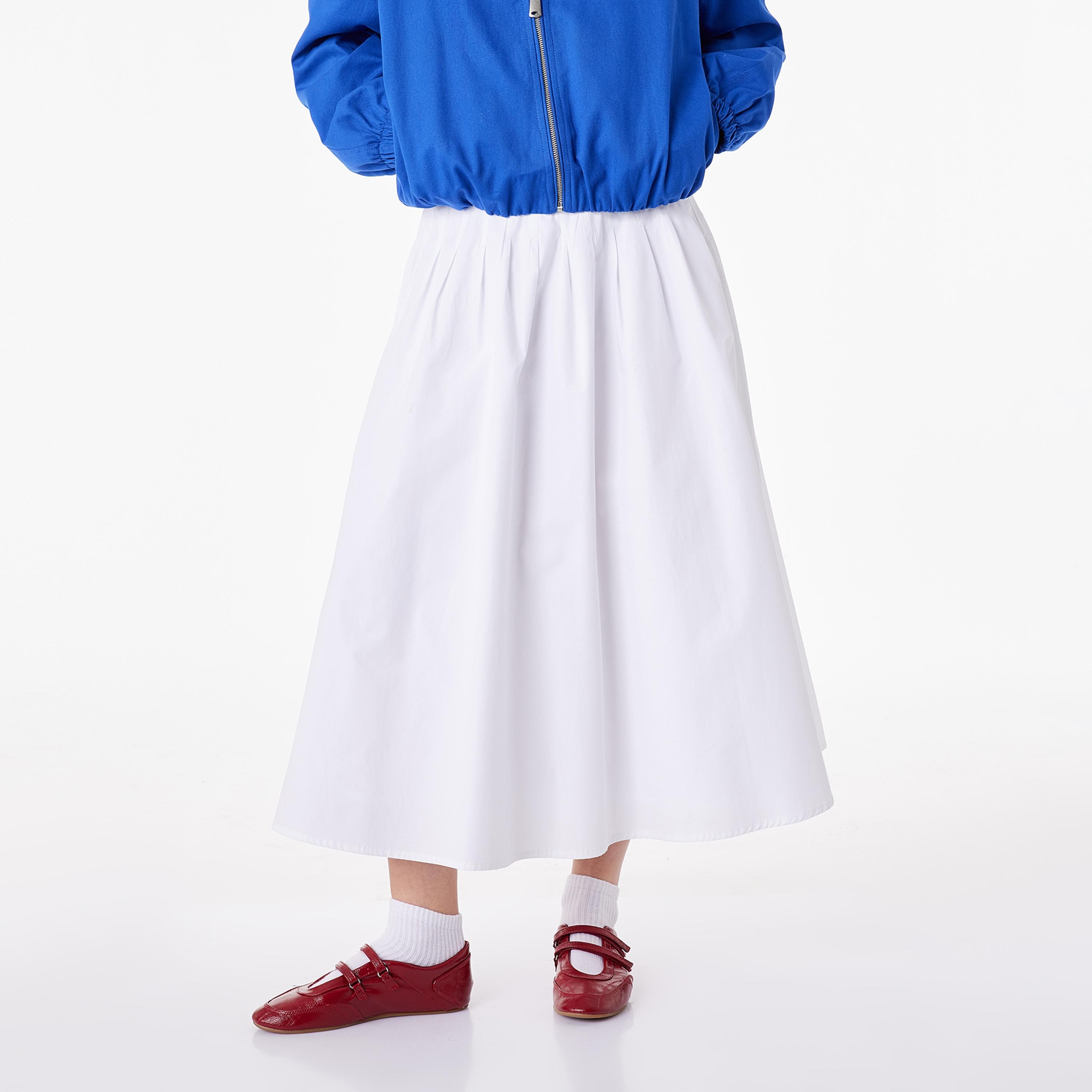 تنورة قطن نسائية بقصة ايه-لاين بلون أبيض من كوتون-women-clothing-bottoms-skirts-image-1