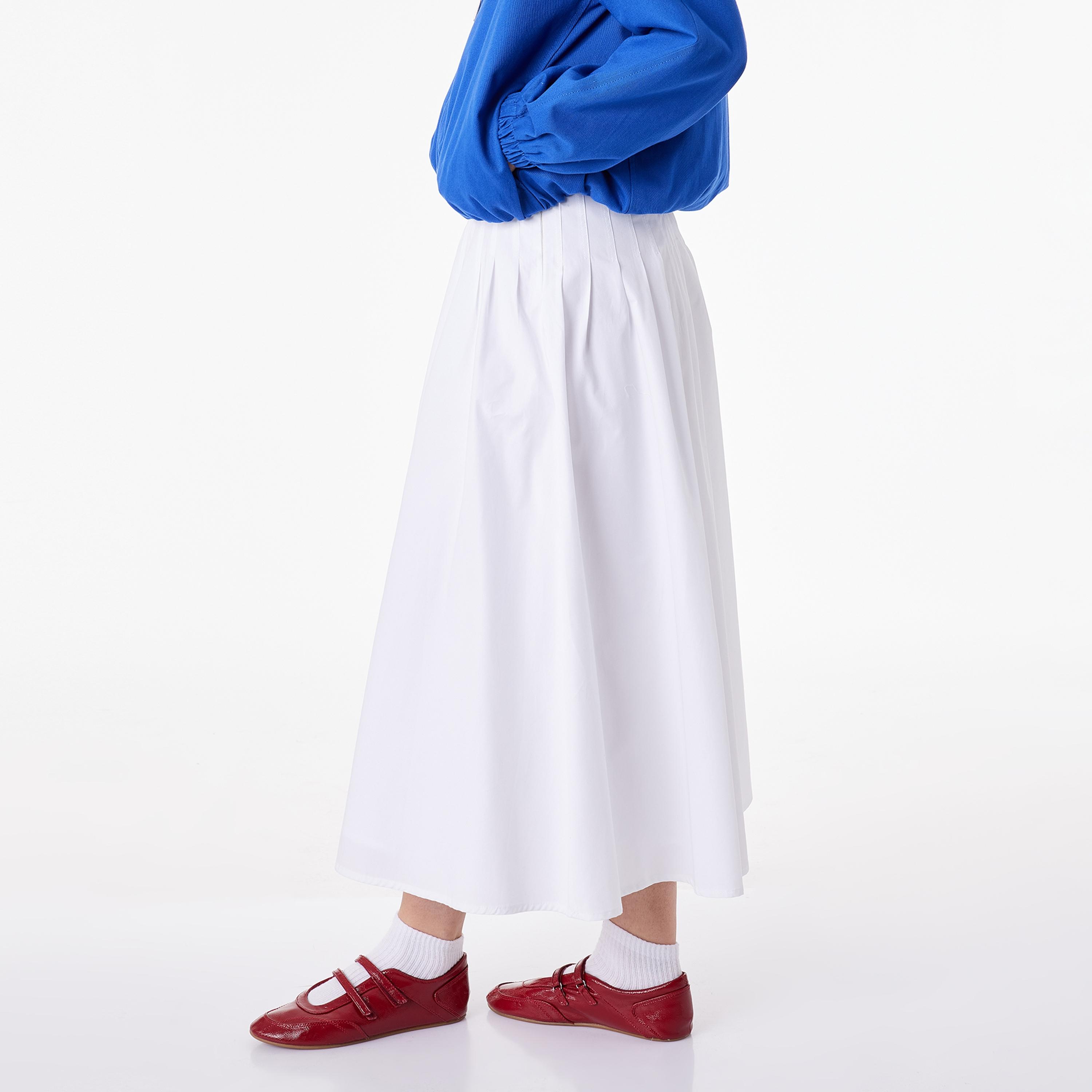 تنورة قطن نسائية بقصة ايه-لاين بلون أبيض من كوتون-women-clothing-bottoms-skirts-image-3