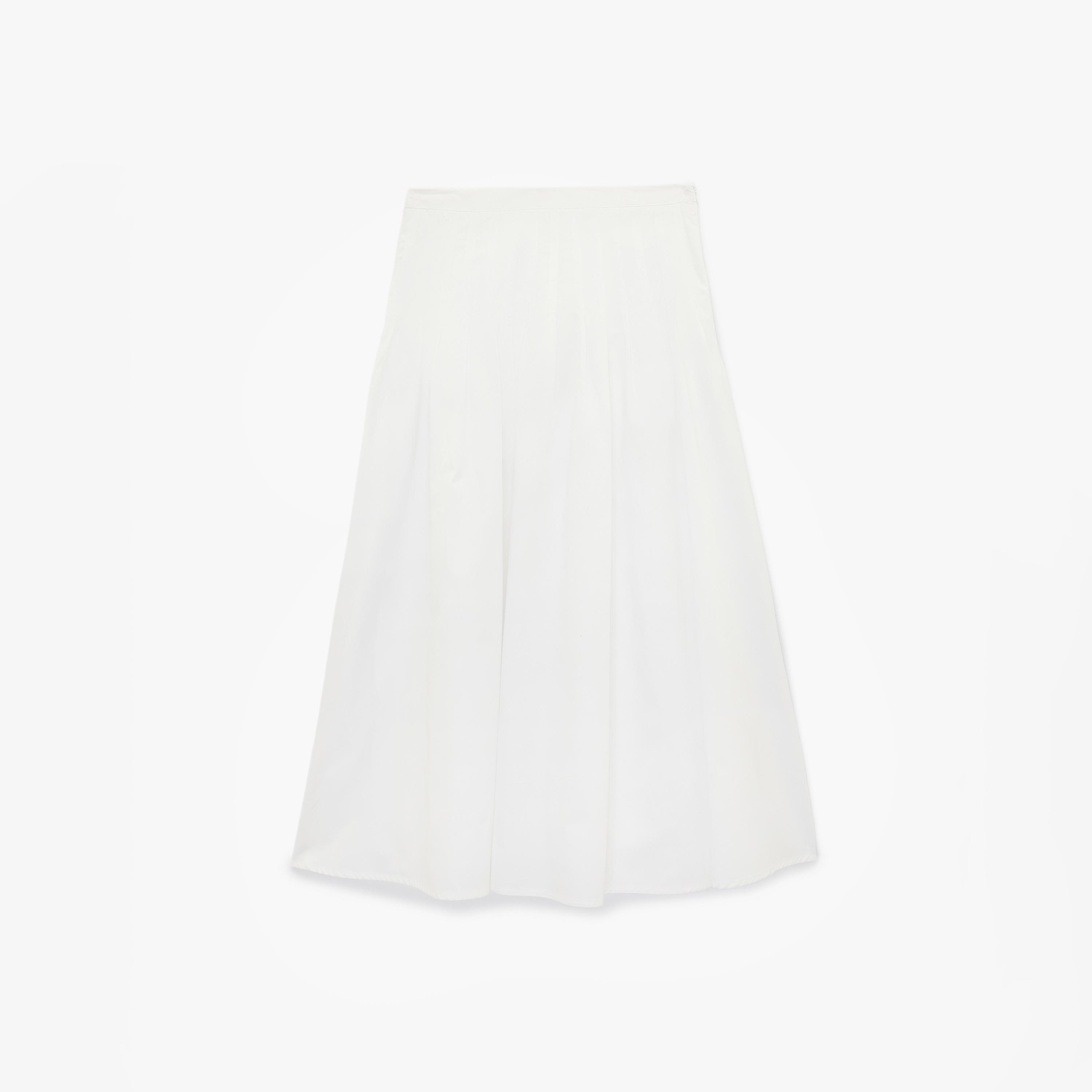 تنورة قطن نسائية بقصة ايه-لاين بلون أبيض من كوتون-women-clothing-bottoms-skirts-image-4