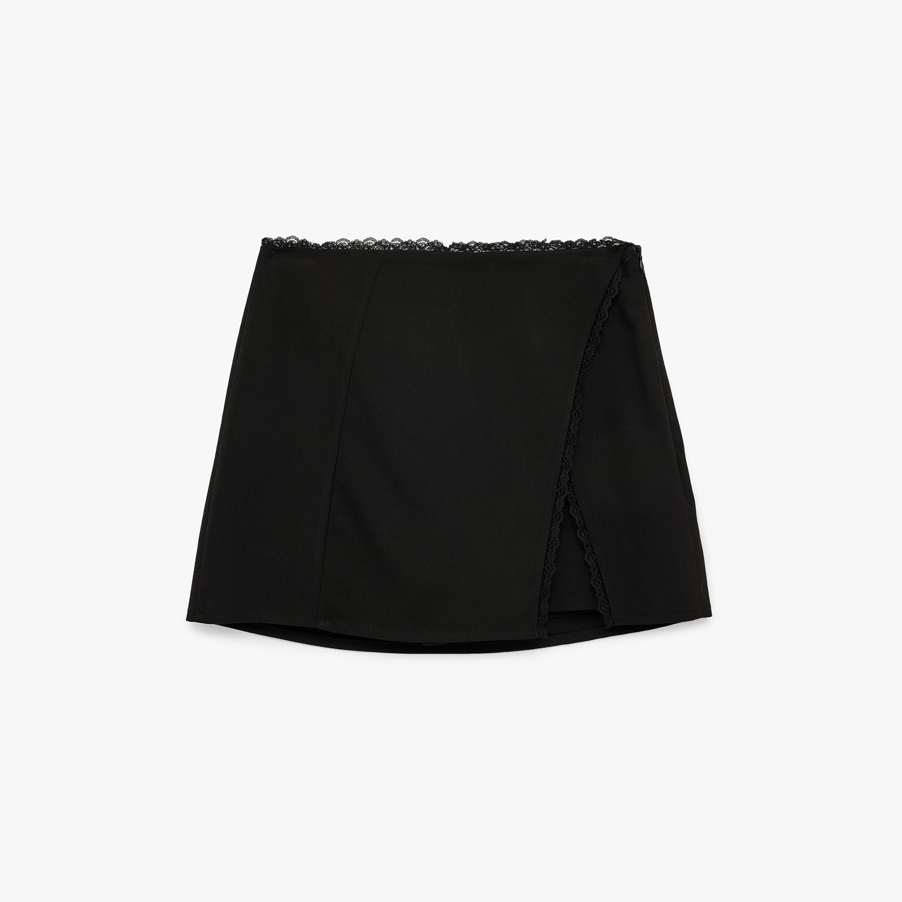 تنورة ميني نسائية قصة "ايه-لاين" بلون أسود من كوتون-women-clothing-bottoms-skirts-image-3
