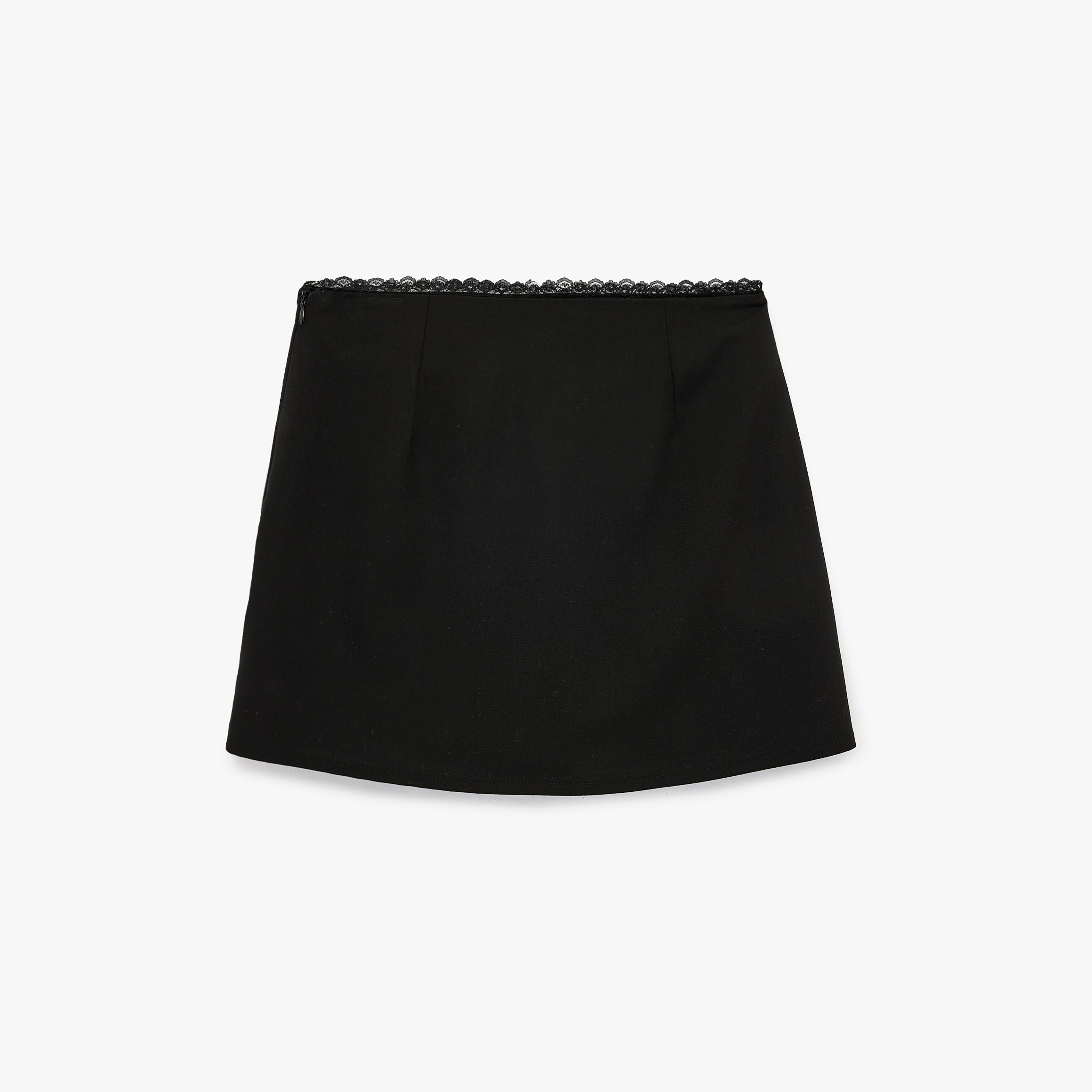 تنورة ميني نسائية قصة "ايه-لاين" بلون أسود من كوتون-women-clothing-bottoms-skirts-image-4
