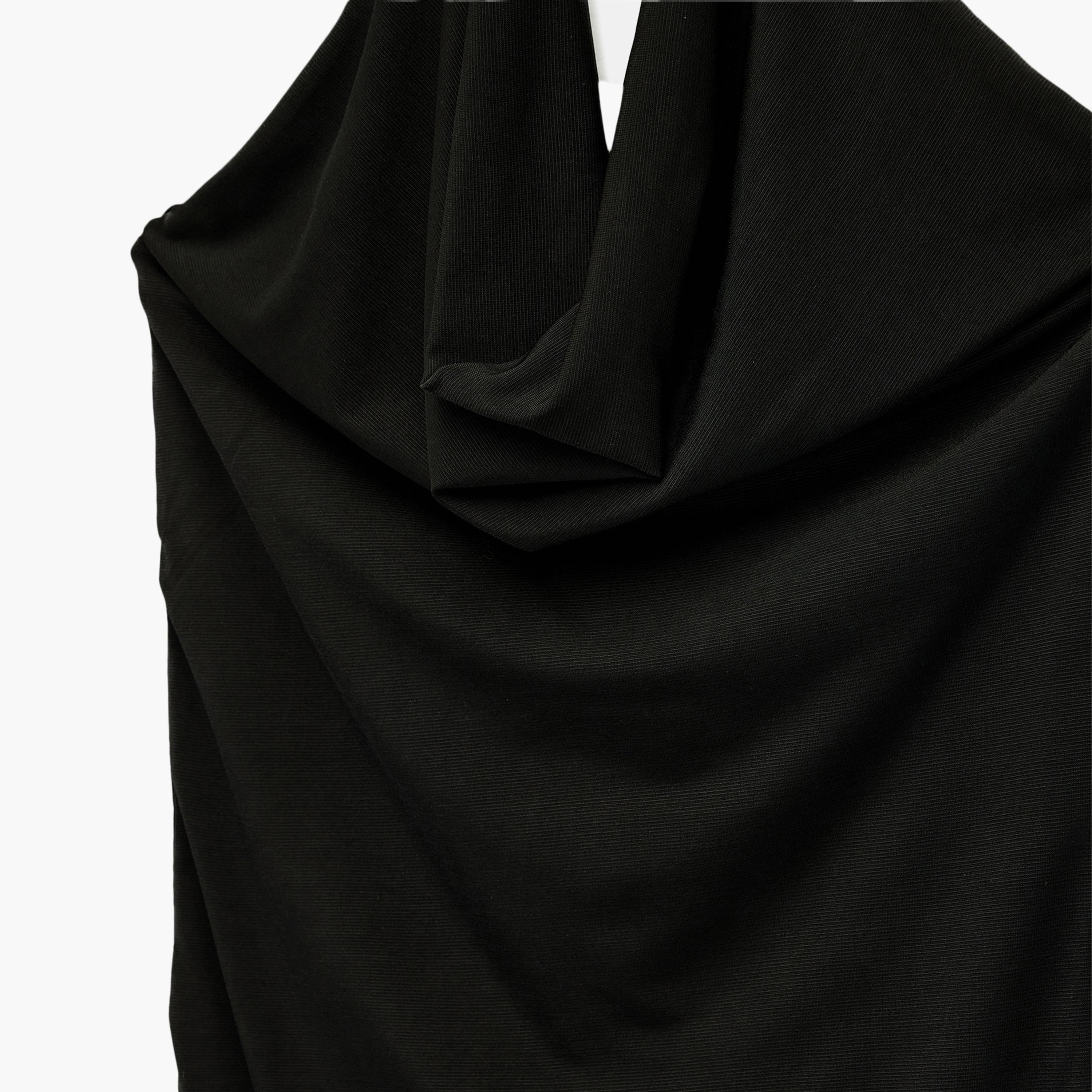 فستان ميني نسائي "أسيمتريك" بياقة "هالتر" بلون أسود من كوتون-women-clothing-dresses-image-6