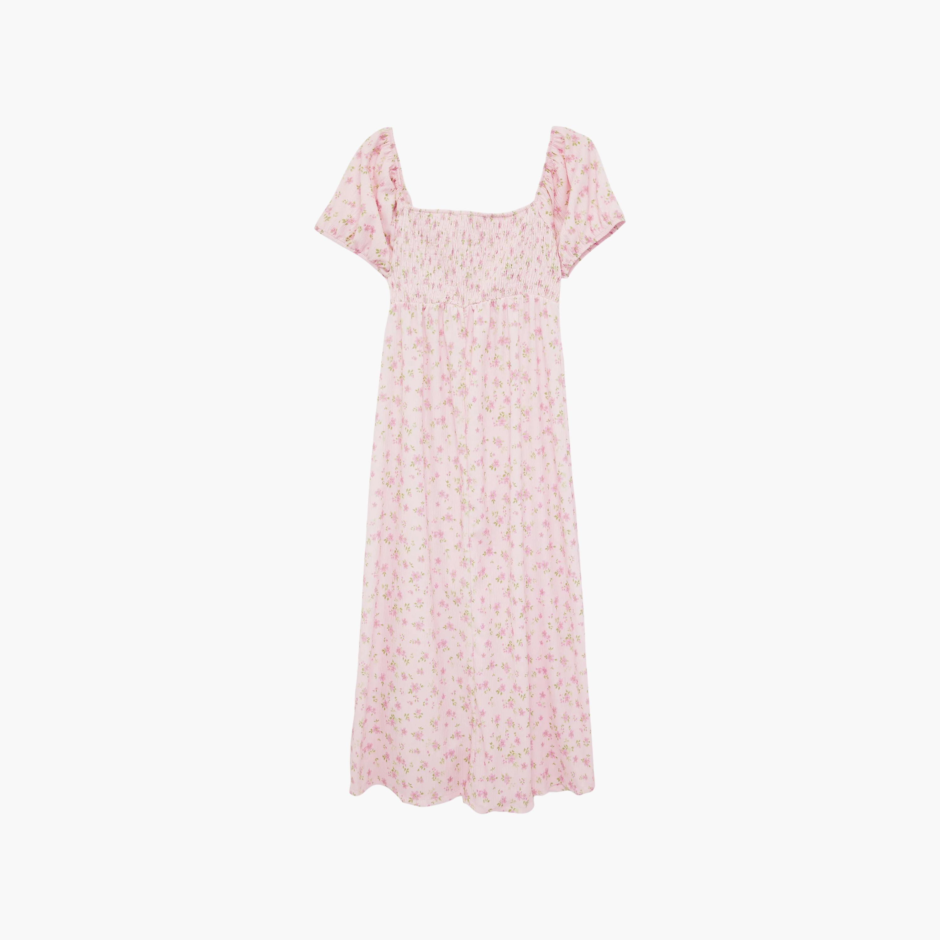 KOTON Floral Square Neck Puff Sleeves Women's Maxi Dress-women-clothing-dresses-image-3