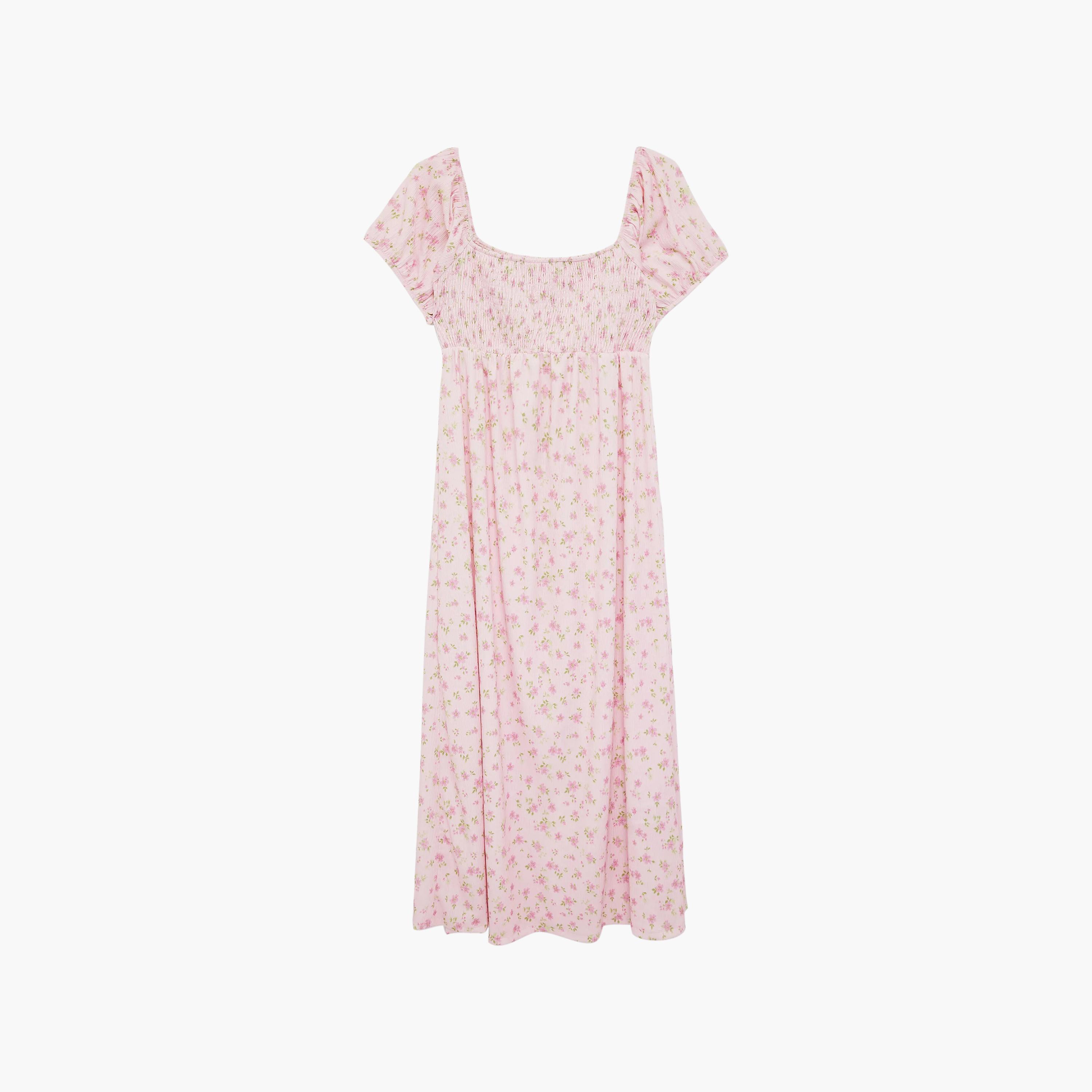 KOTON Floral Square Neck Puff Sleeves Women's Maxi Dress-women-clothing-dresses-image-4