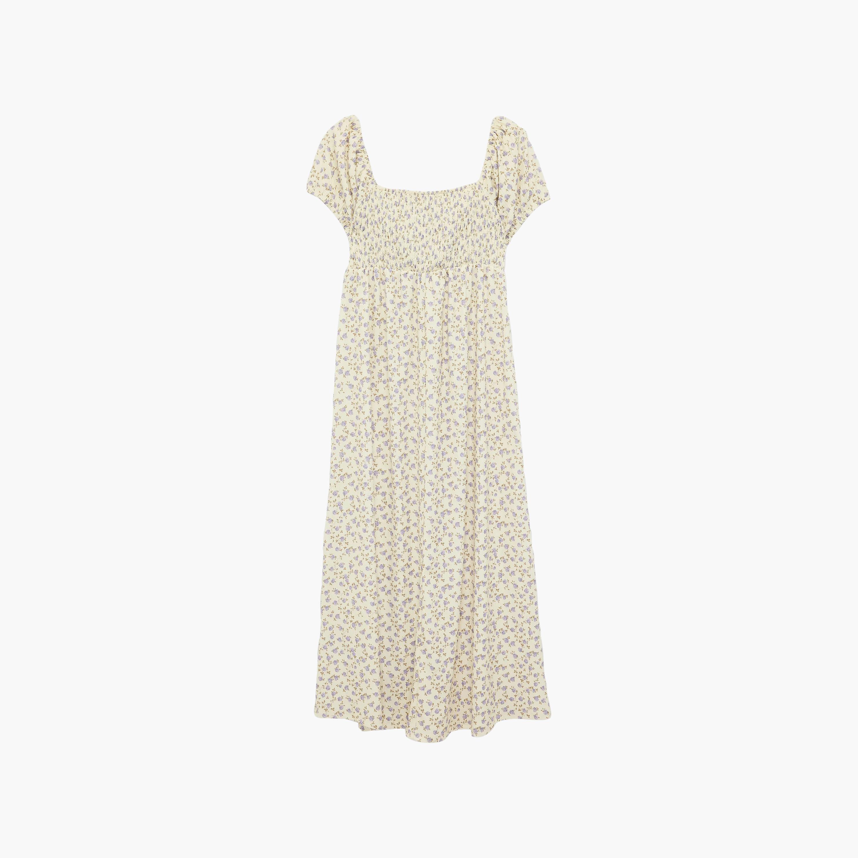 فستان ماكسي حريمي بنقشة زهور وفتحة رقبة مربعة وأكمام منتفخة من كوتون-women-clothing-dresses-image-14