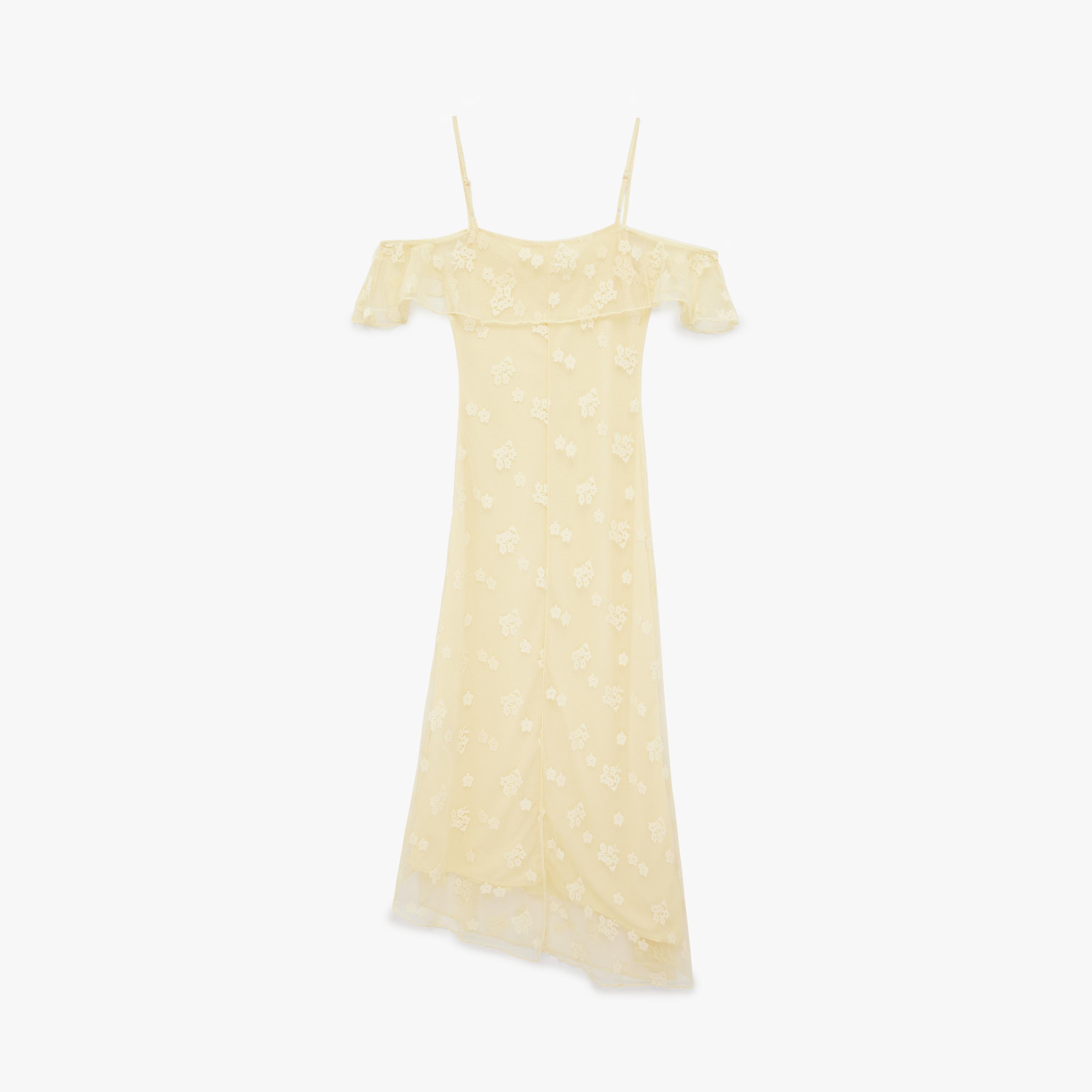 KOTON Yellow Ditsy Floral Shoulder Straps Women's Evening Midi Dress-women-clothing-dresses-image-5