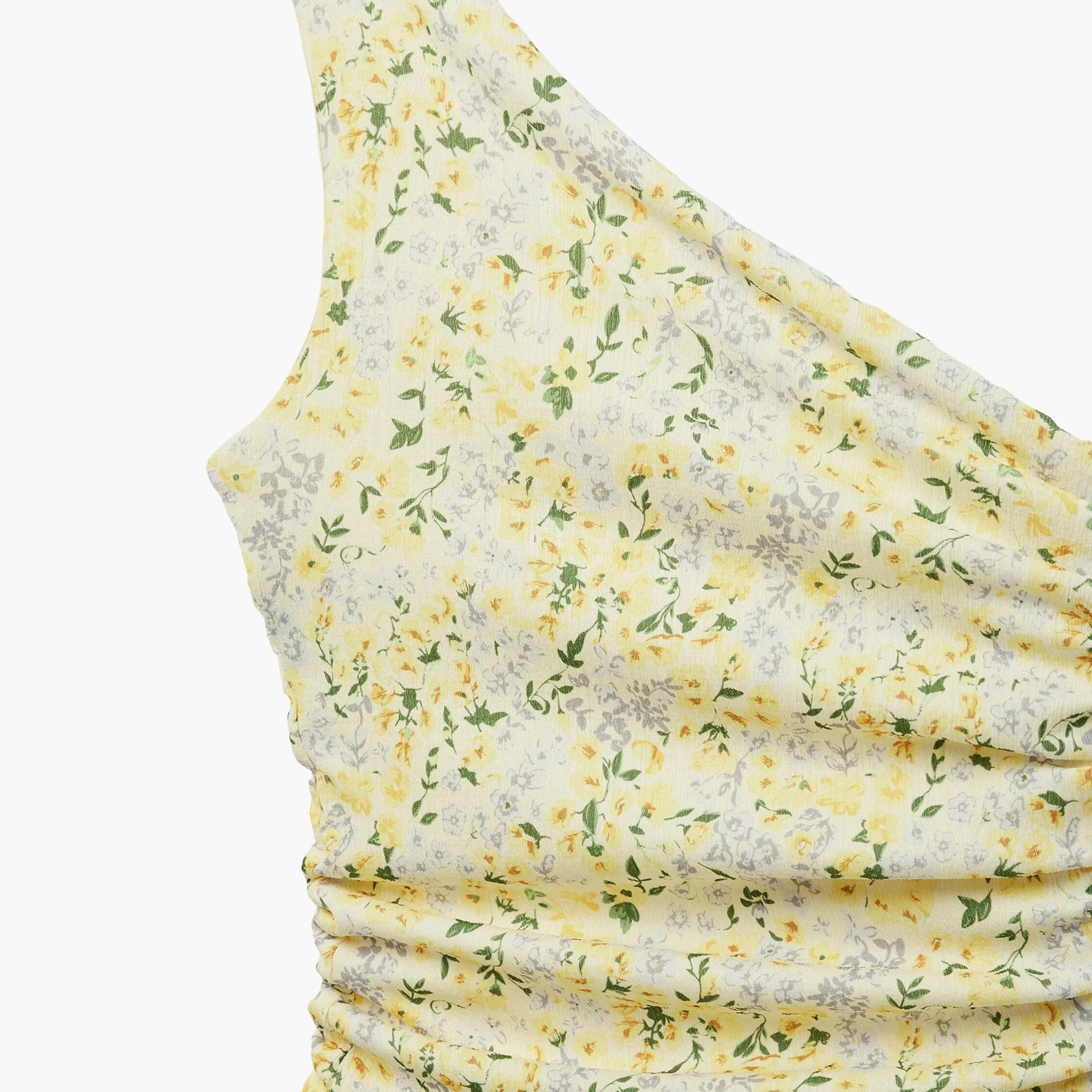 KOTON Yellow Floral One Shoulder Column Women's Midi Dress-women-clothing-dresses-image-4