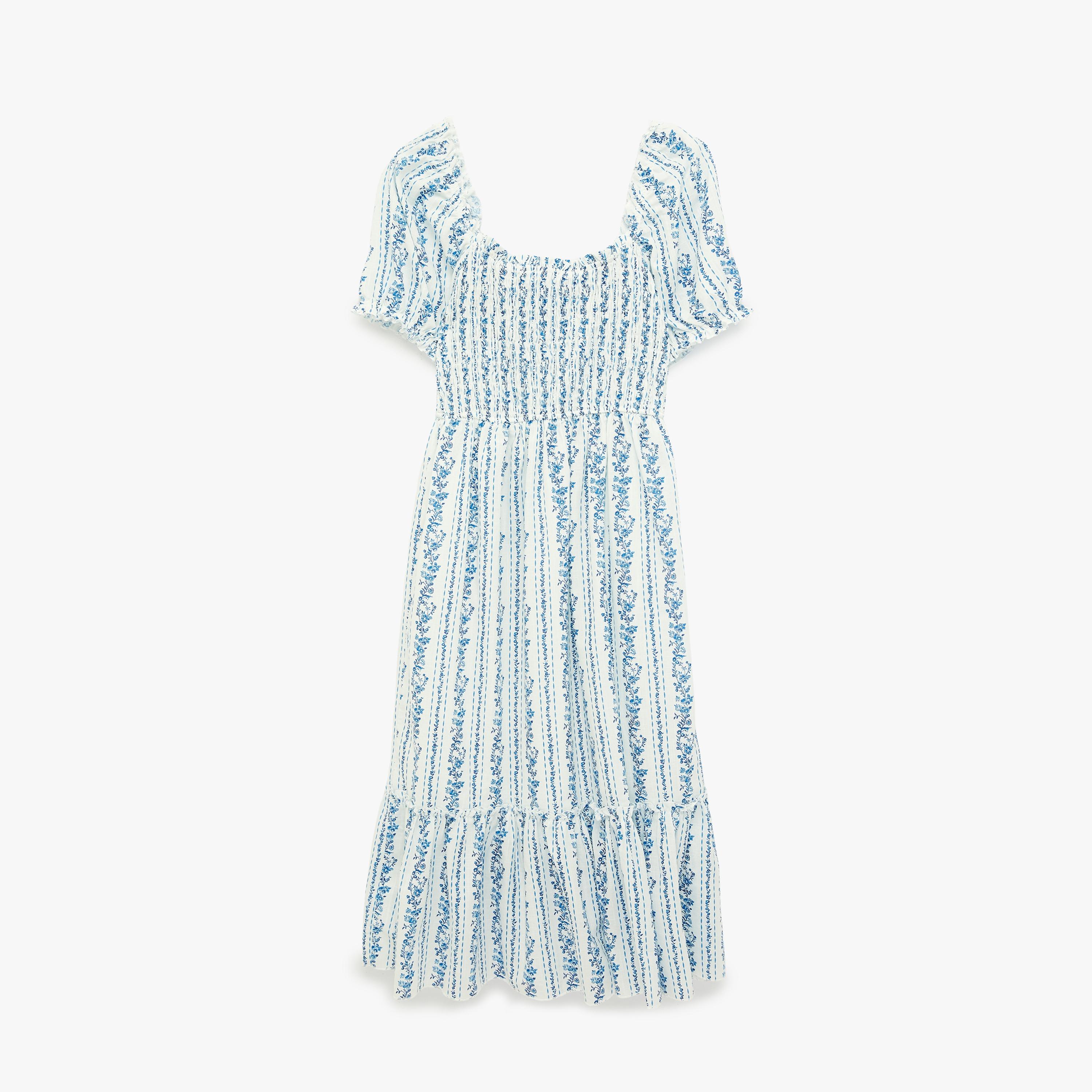 KOTON Blue Floral Vines Cotton Square Neck Tiered Women's Maxi Dress-women-clothing-dresses-image-3