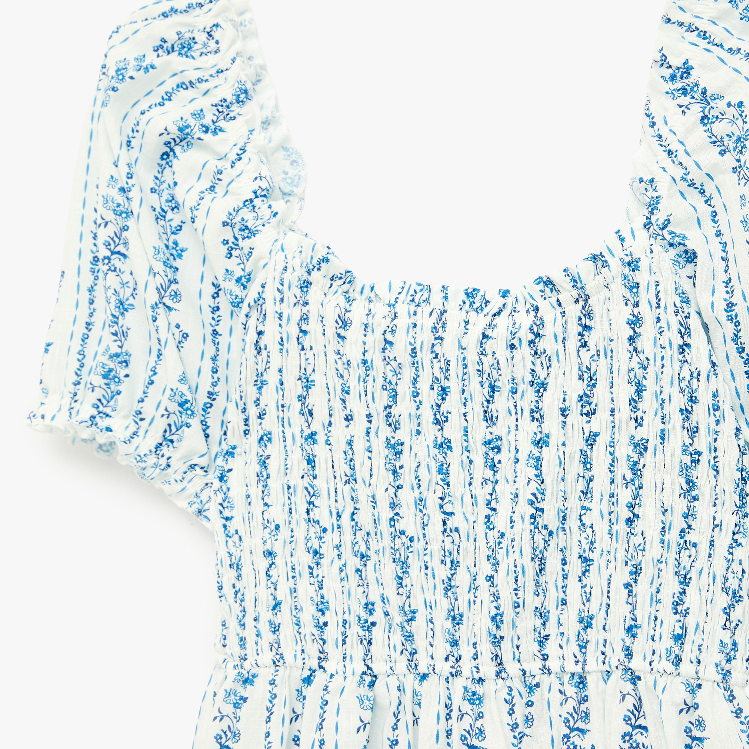 فستان ماكسي نسائي متعدد الطبقات من القطن بنقشة زهور متسلقة زرقاء وقصة رقبة مربعة من كوتون-women-clothing-dresses-image-5