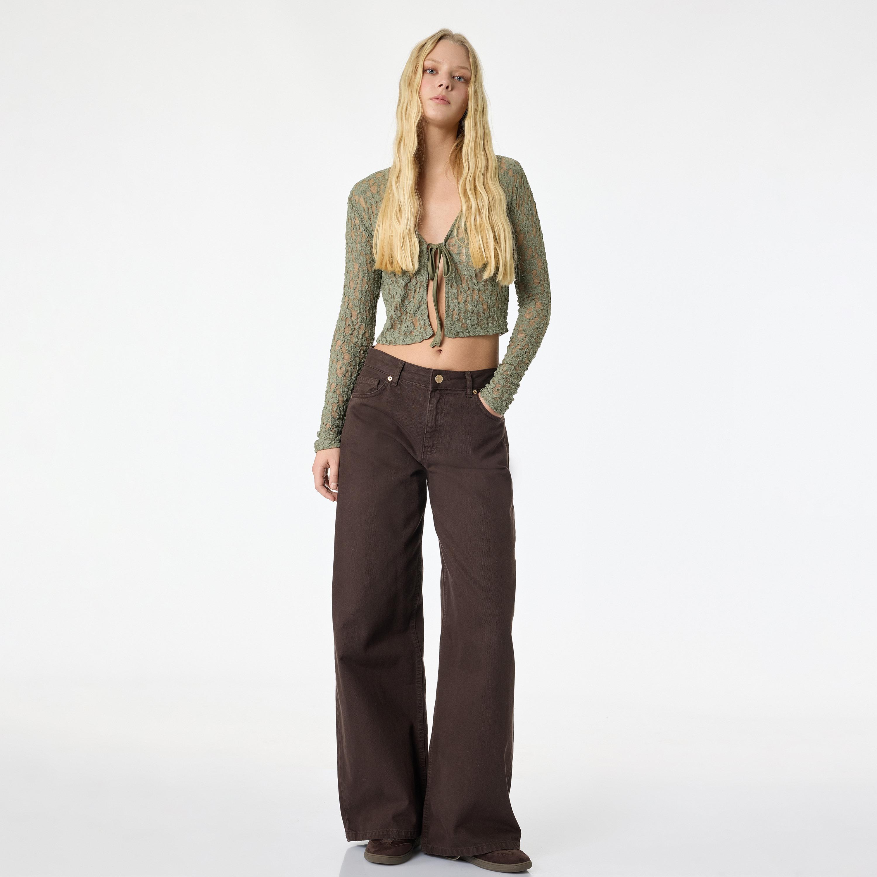 بلوزة نسائية من الدانتيل بنقشة زهور خضراء من كوتون-women-clothing-shirtsandblouses-blouses-image-2