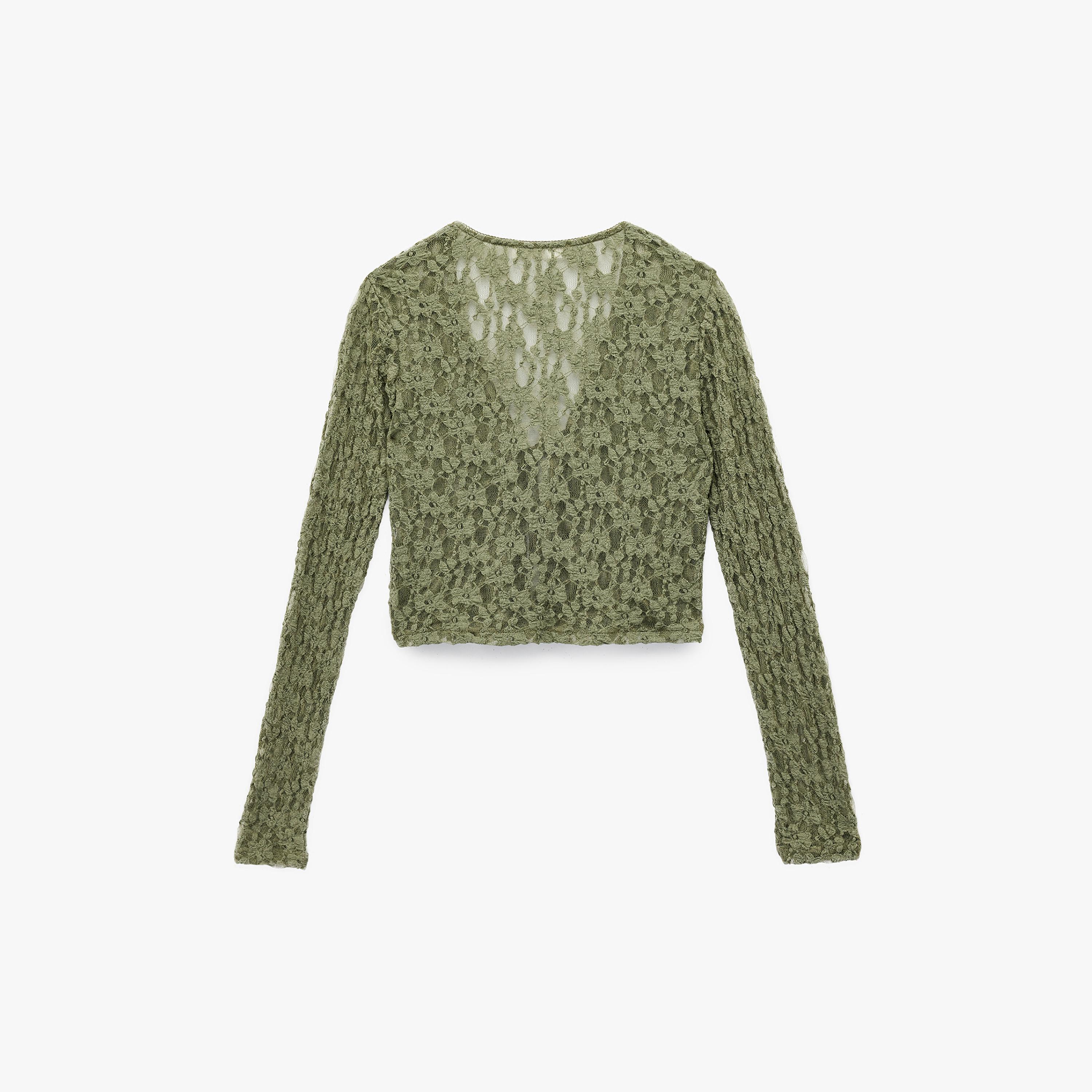 بلوزة نسائية من الدانتيل بنقشة زهور خضراء من كوتون-women-clothing-shirtsandblouses-blouses-image-5