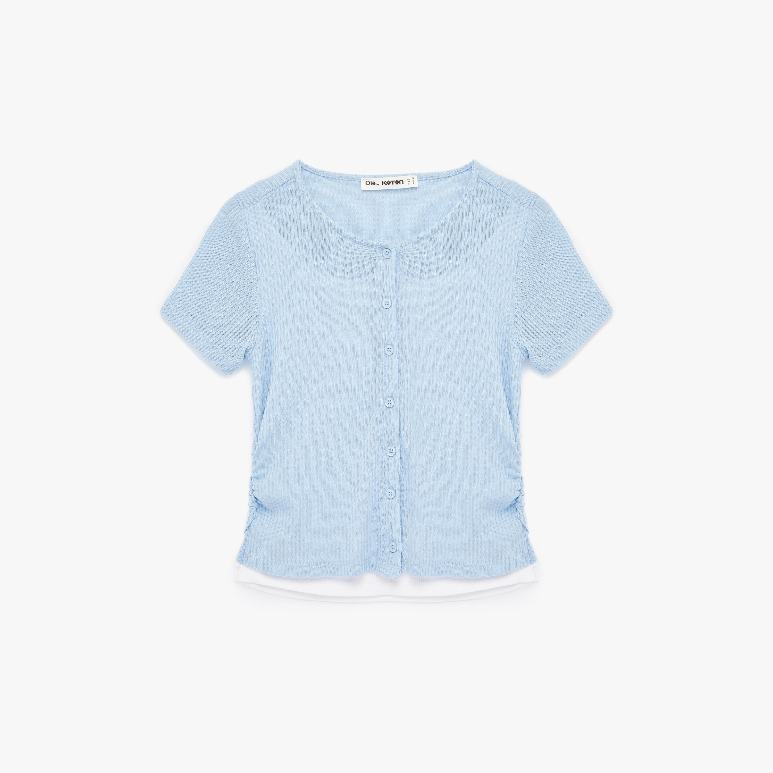 بلوزة نسائية من قماش بارز بلون أزرق فاتح من كوتون-women-clothing-shirtsandblouses-blouses-image-3