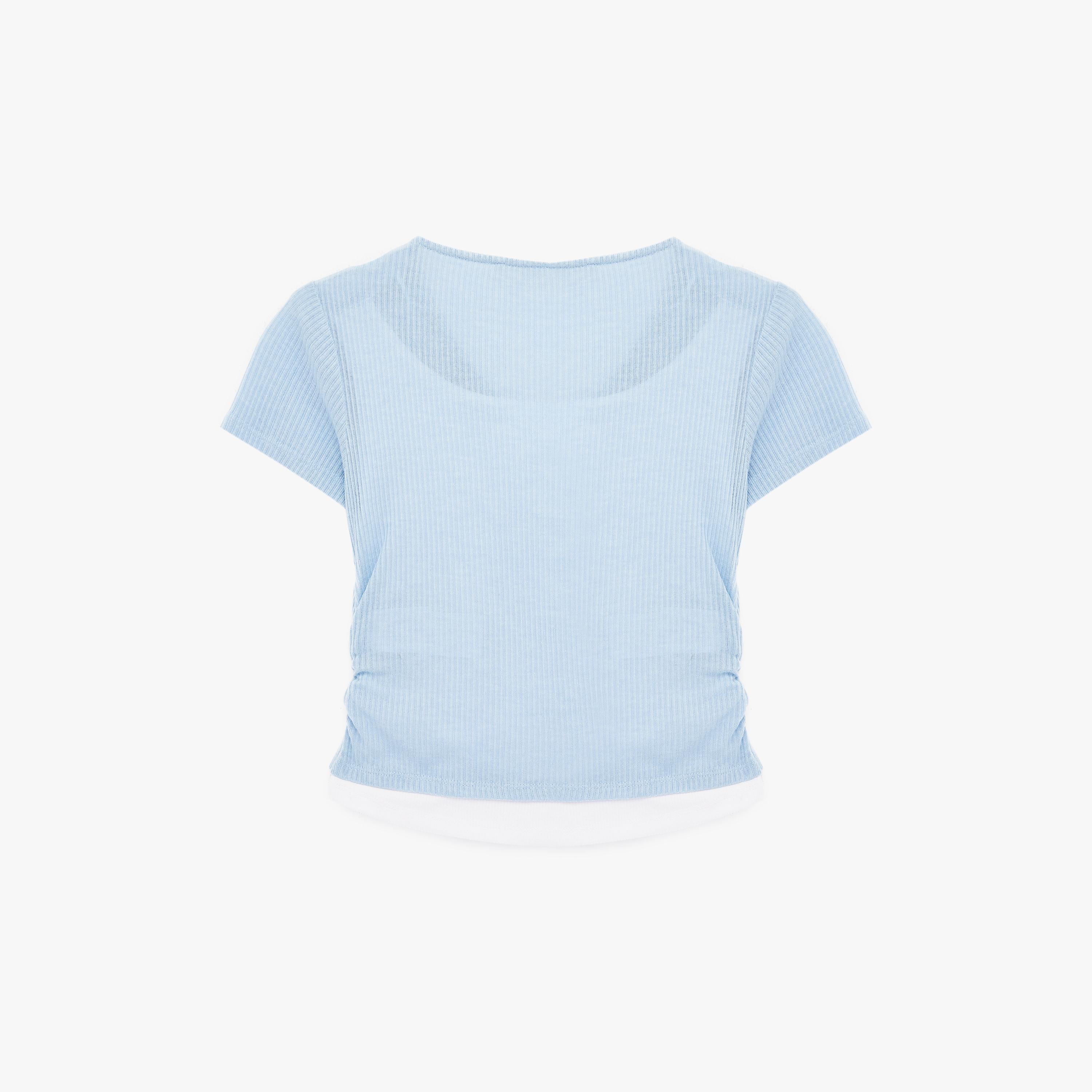 بلوزة نسائية من قماش بارز بلون أزرق فاتح من كوتون-women-clothing-shirtsandblouses-blouses-image-4