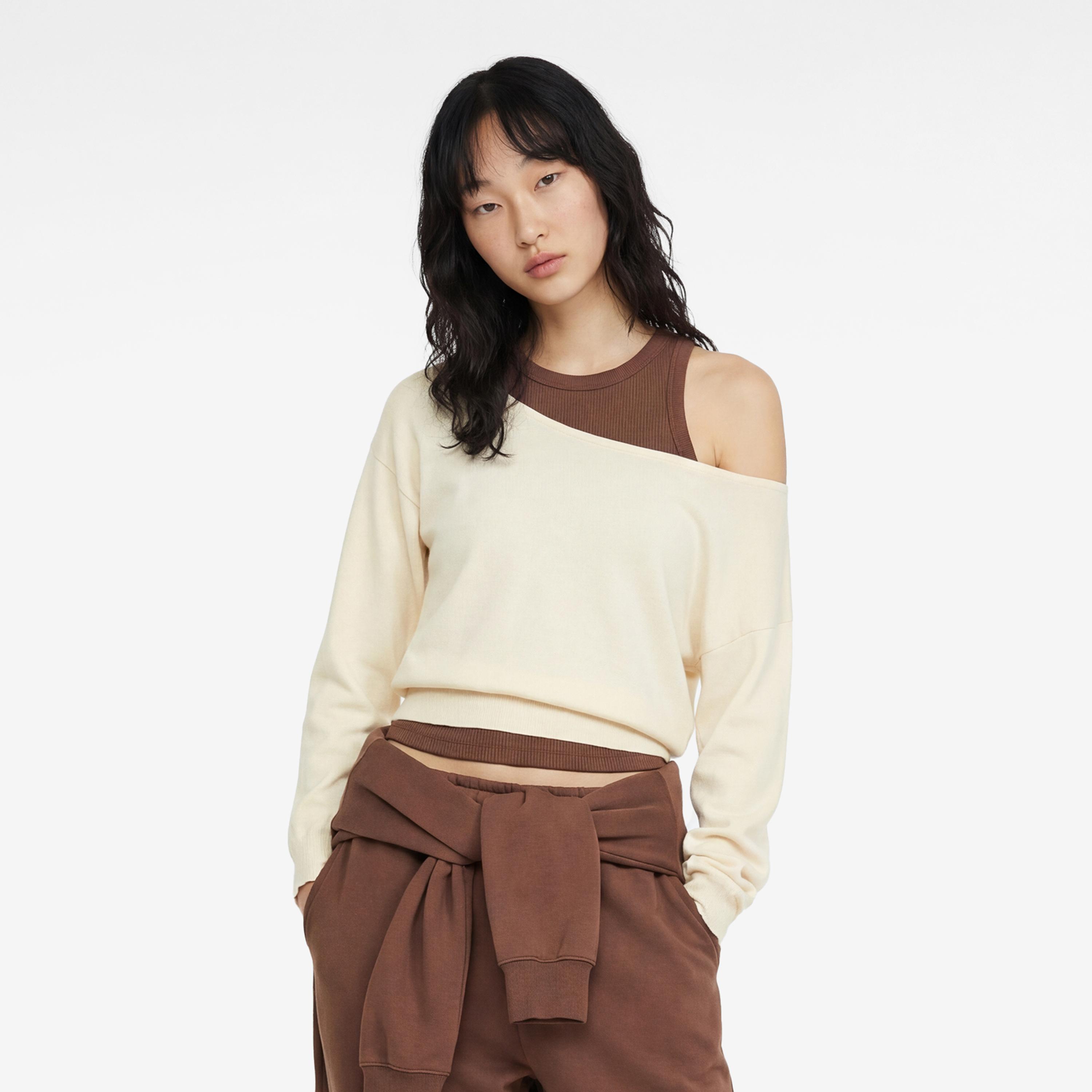 كنزة نسائية مكشوفة الأكتاف بأكمام منسدلة من كوتون-women-winterwear-cardigansandjumpers-jumpers-image-1