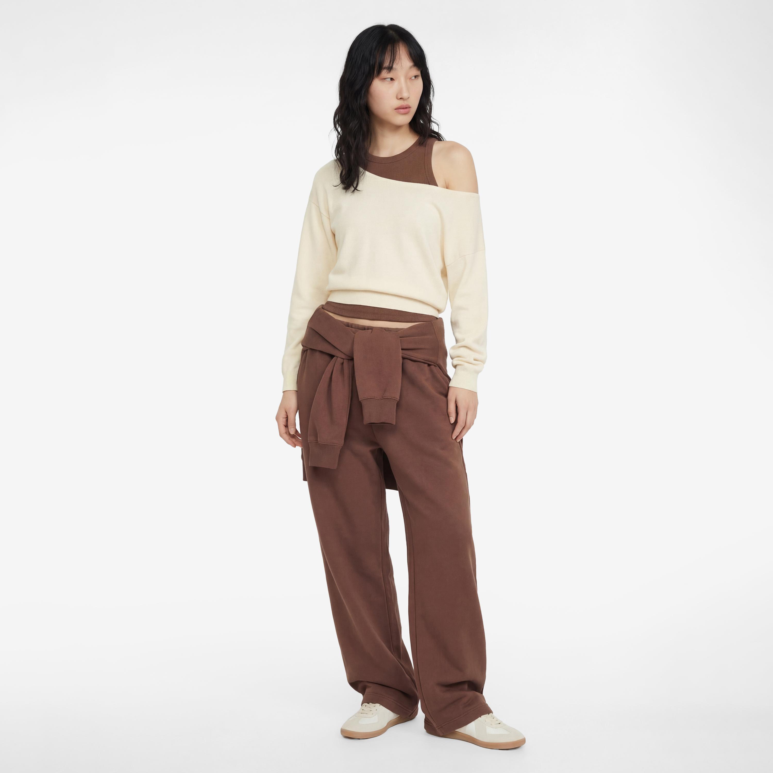 كنزة نسائية مكشوفة الأكتاف بأكمام منسدلة من كوتون-women-winterwear-cardigansandjumpers-jumpers-image-2
