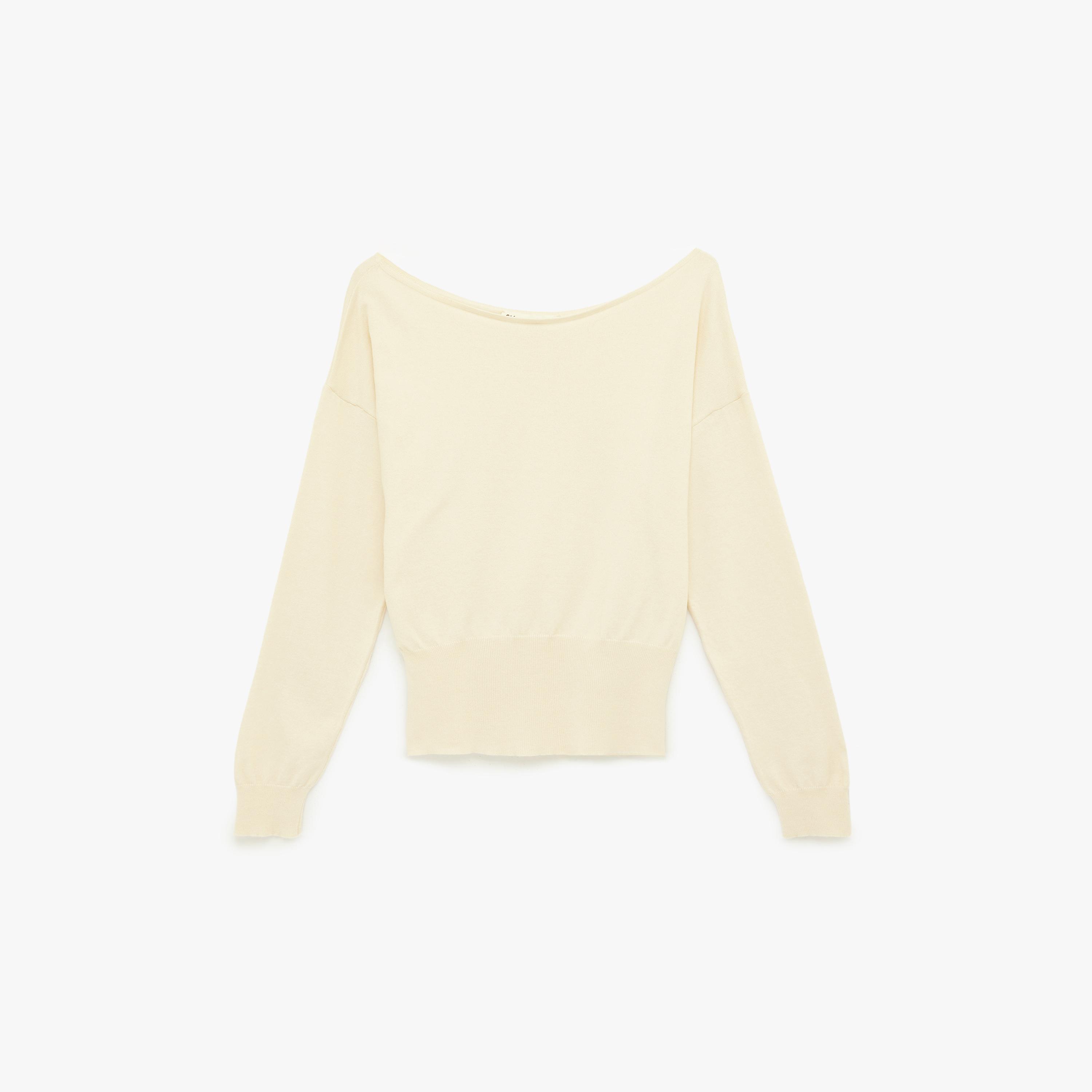 كنزة نسائية مكشوفة الأكتاف بأكمام منسدلة من كوتون-women-winterwear-cardigansandjumpers-jumpers-image-3