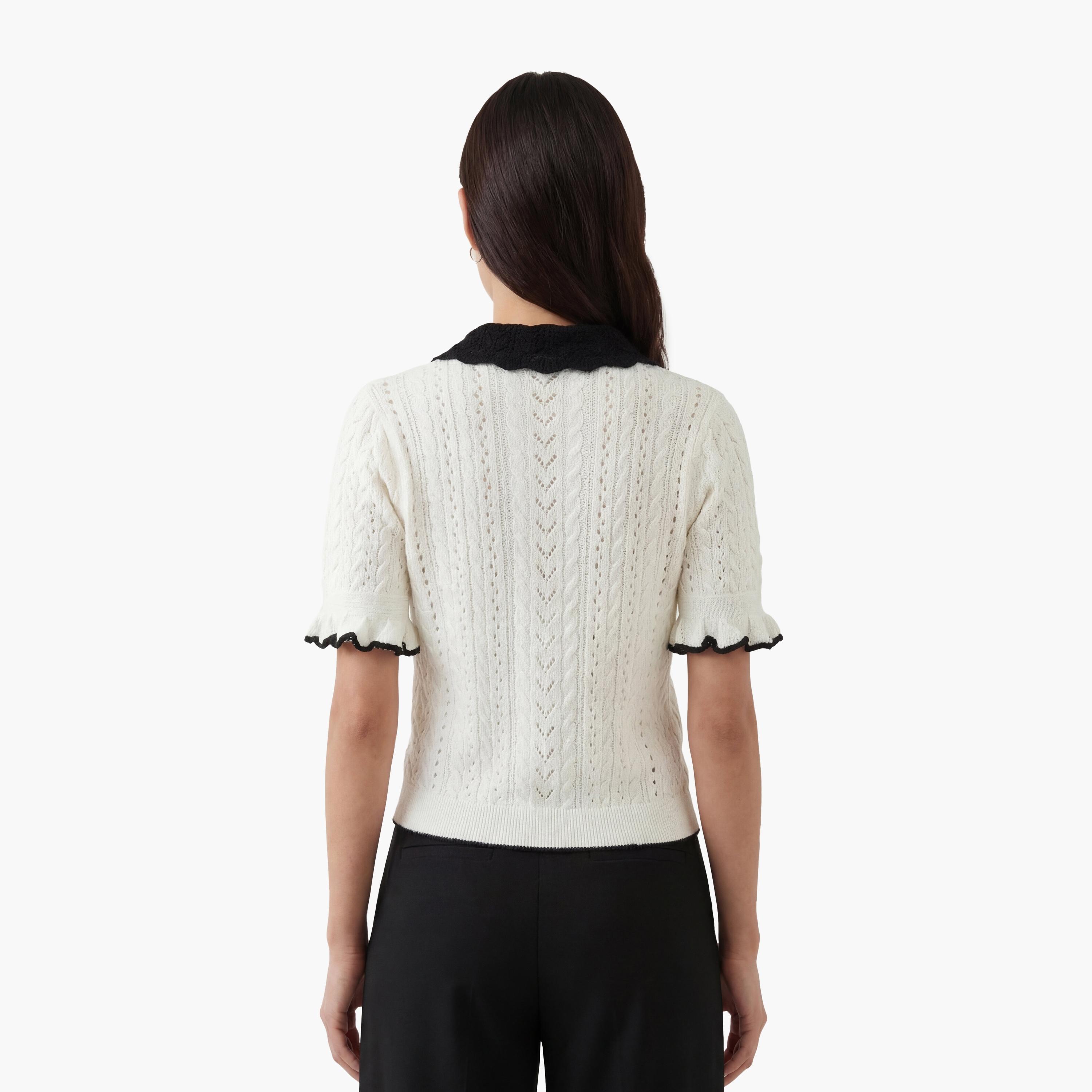 KOTON White Knitted Collared Women's Sweater-women-clothing-cardigansandjumpers-jumpers-image-4