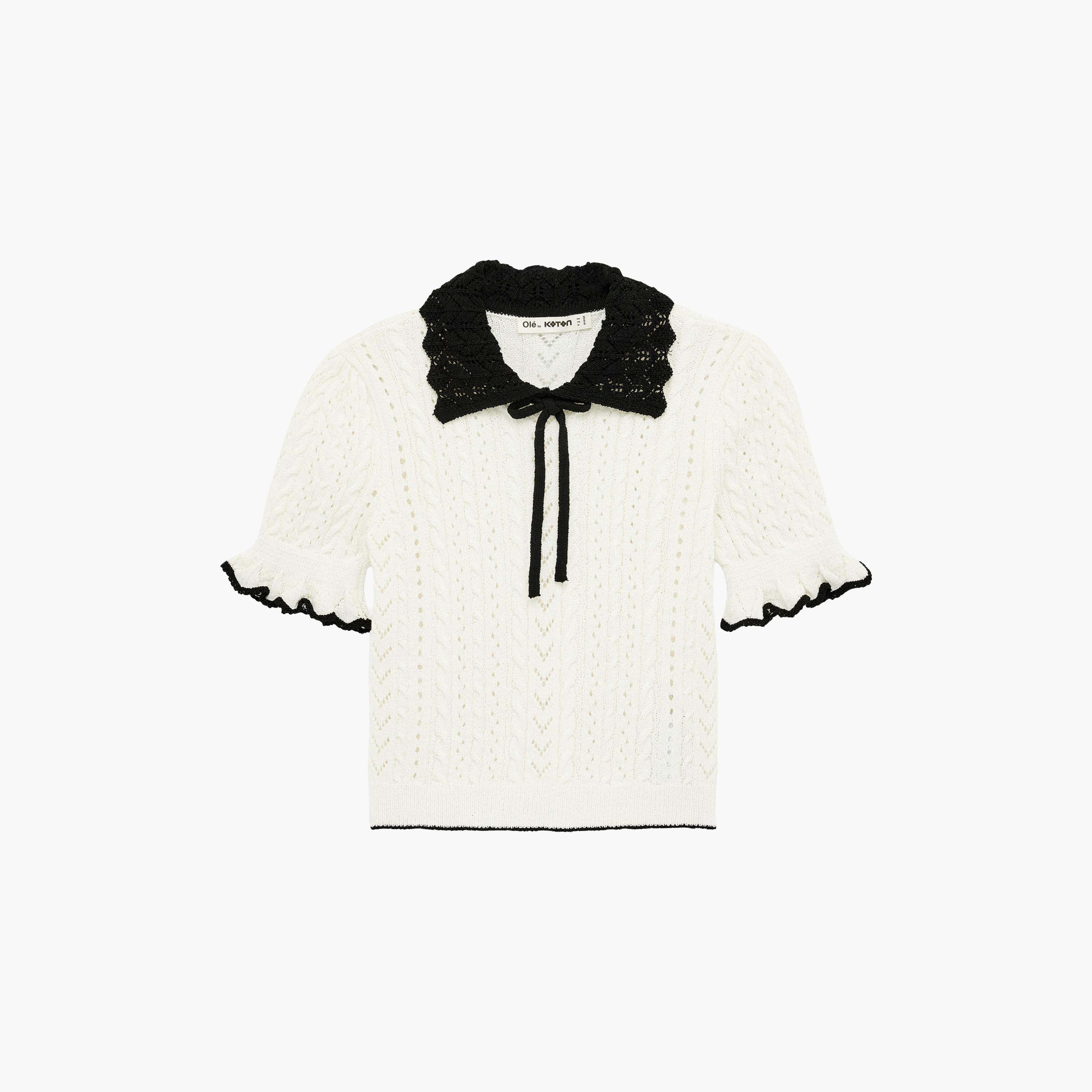 KOTON White Knitted Collared Women's Sweater-women-clothing-cardigansandjumpers-jumpers-image-6
