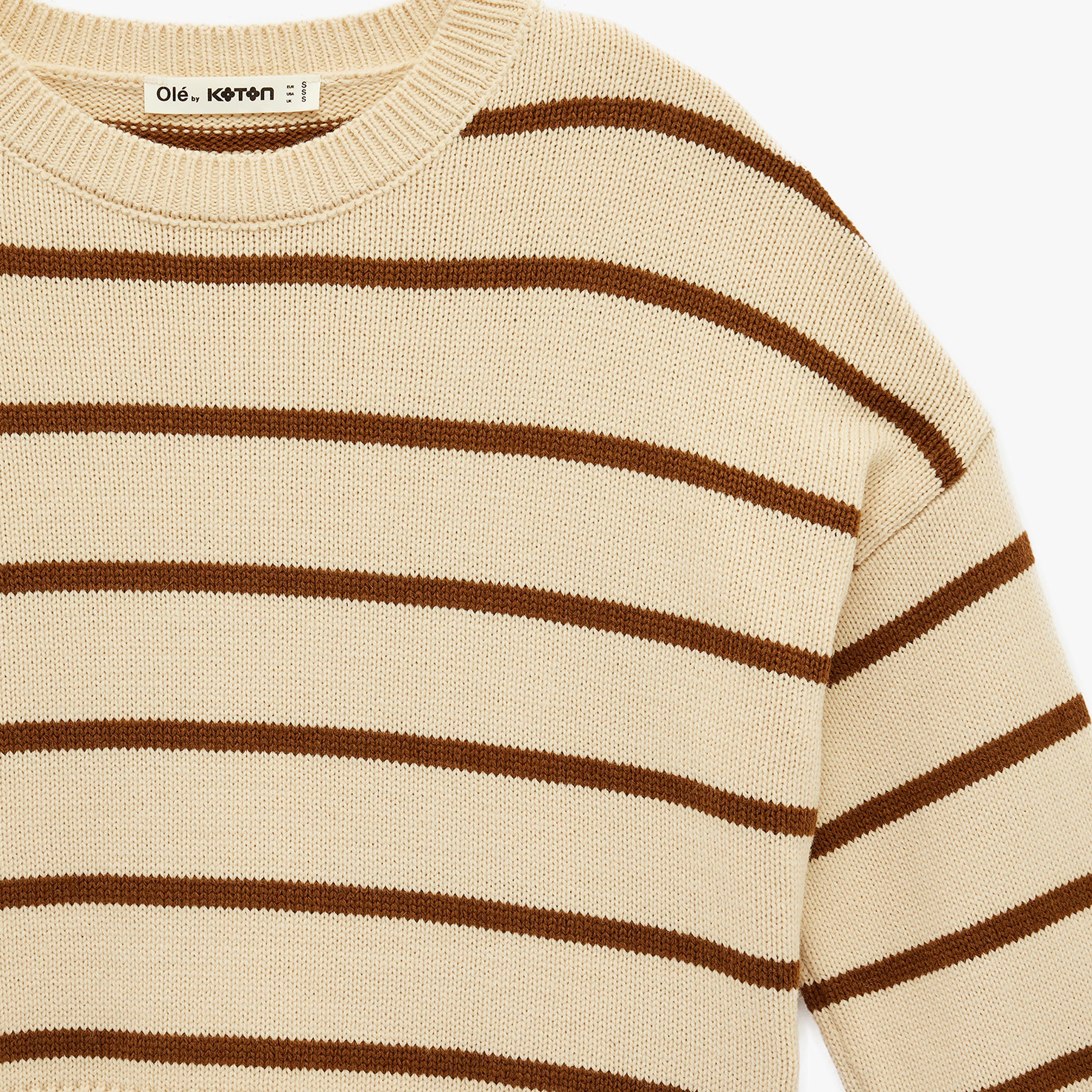 كنزة نسائية مخططة بلون بيج من كوتون-women-clothing-cardigansandjumpers-jumpers-image-5