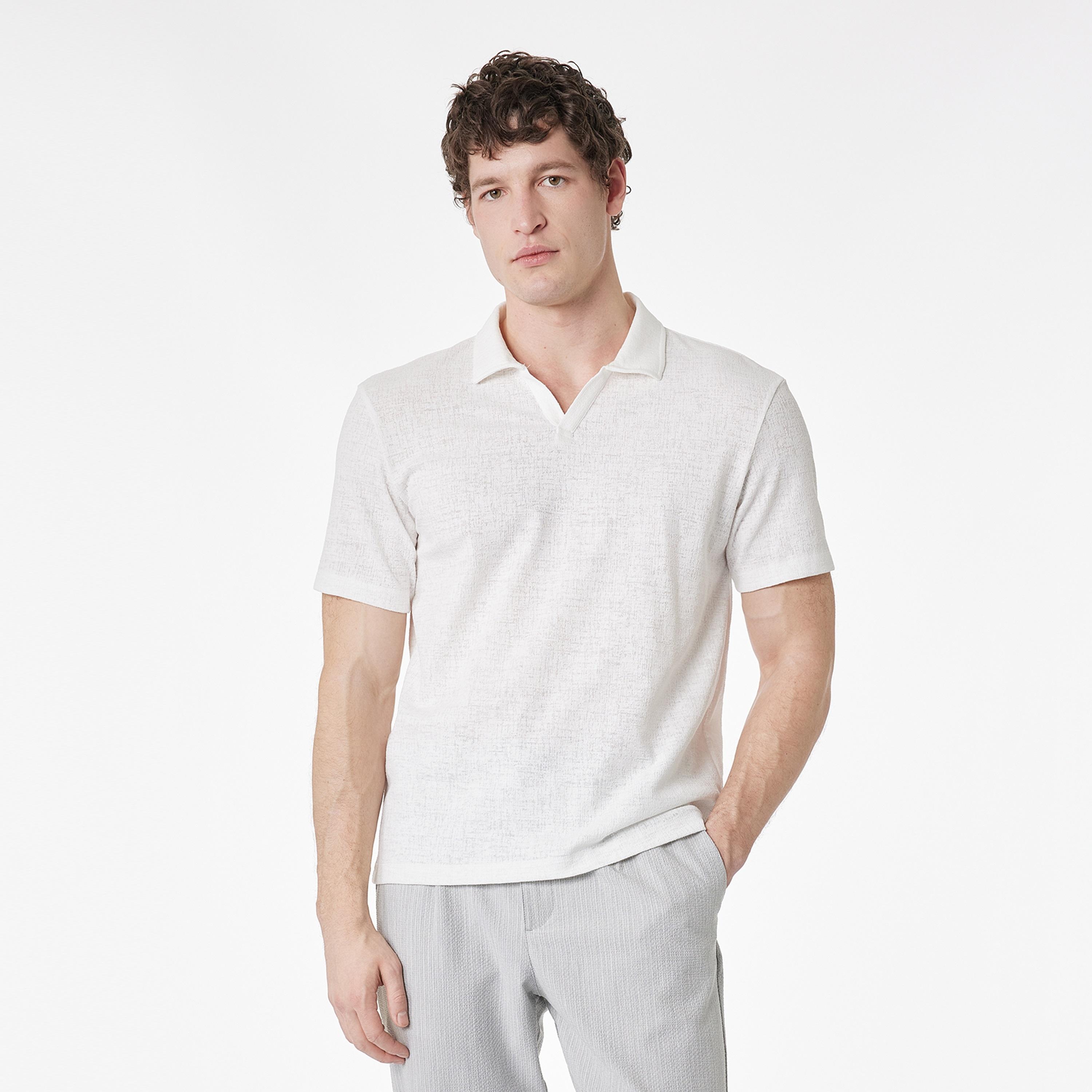 KOTON Textured Johnny Collar Short Sleeves Men's Polo T-Shirt-men-clothing-tshirtsandpolos-polos-image-1