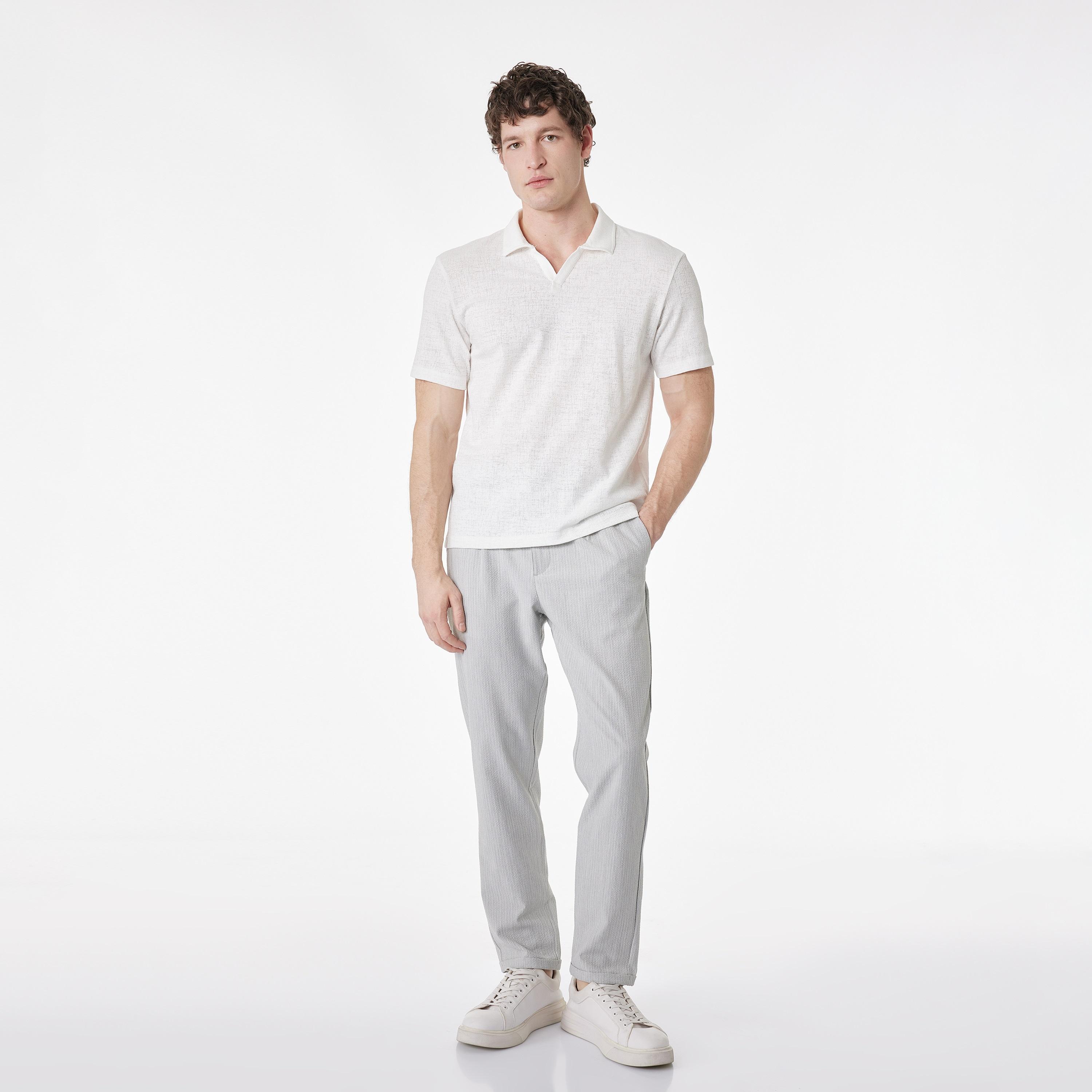 KOTON Textured Johnny Collar Short Sleeves Men's Polo T-Shirt-men-clothing-tshirtsandpolos-polos-image-2