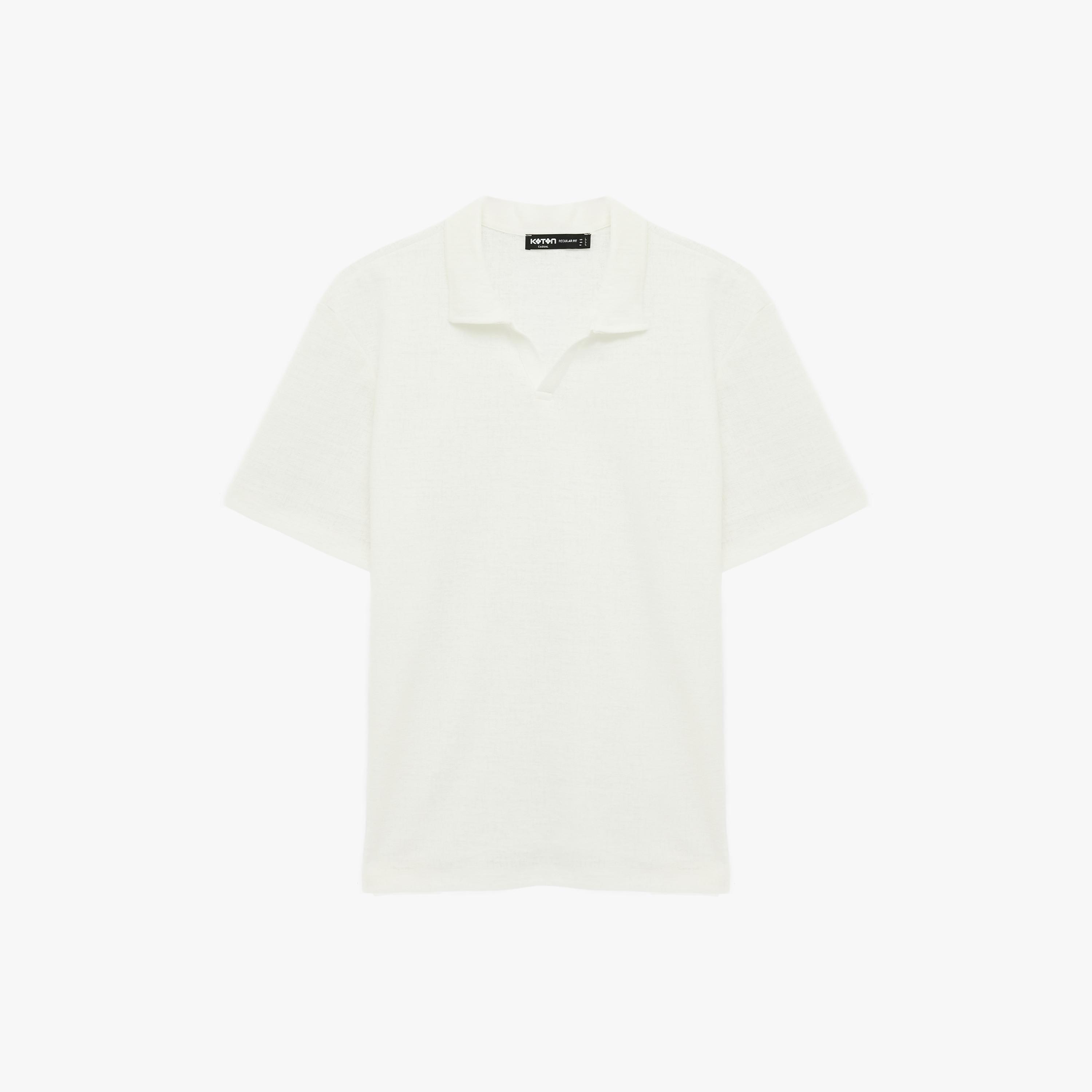 KOTON Textured Johnny Collar Short Sleeves Men's Polo T-Shirt-men-clothing-tshirtsandpolos-polos-image-4
