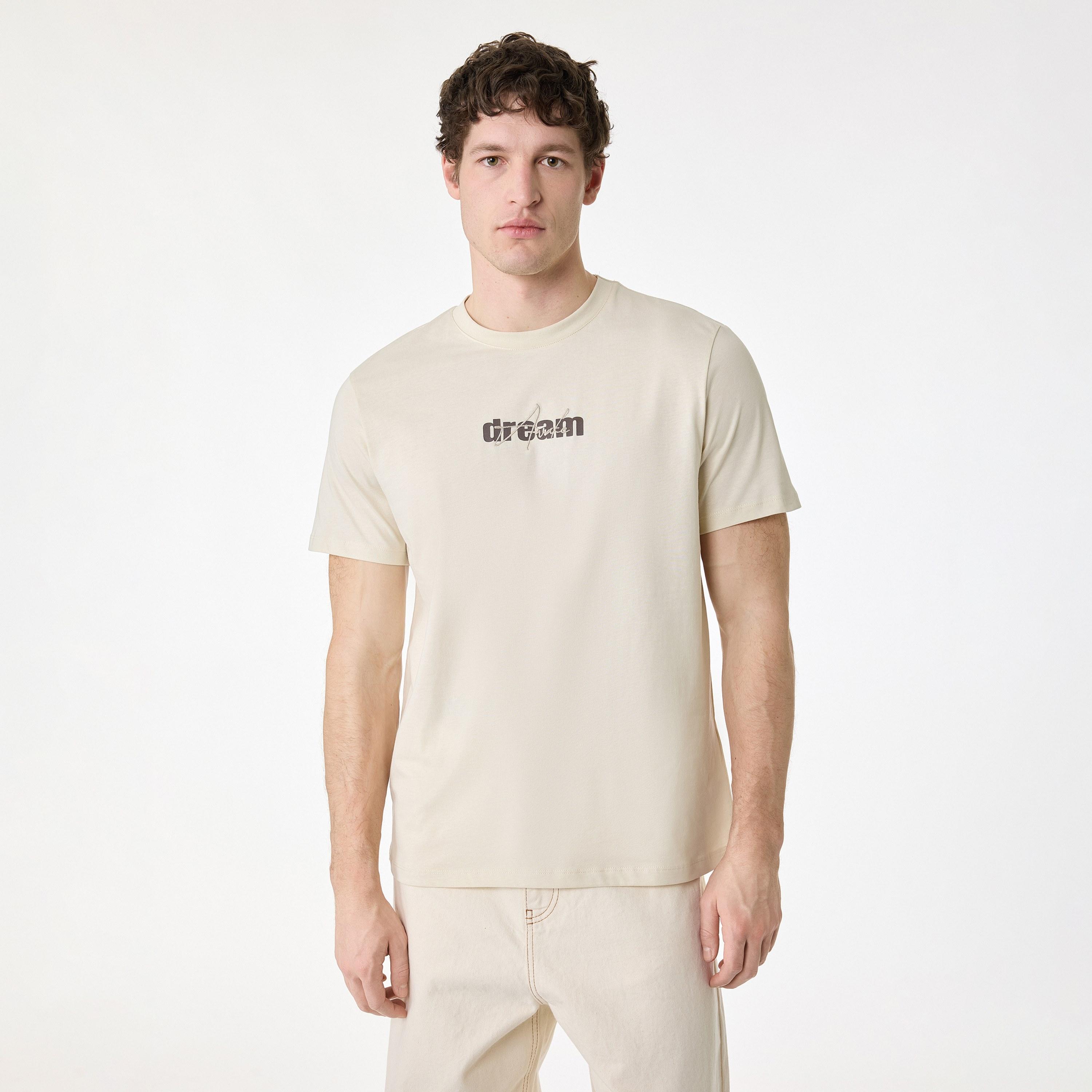 KOTON Text-Print Crew Neck Short Sleeves Men's T-Shirt-men-clothing-tshirtsandpolos-tshirts-image-1