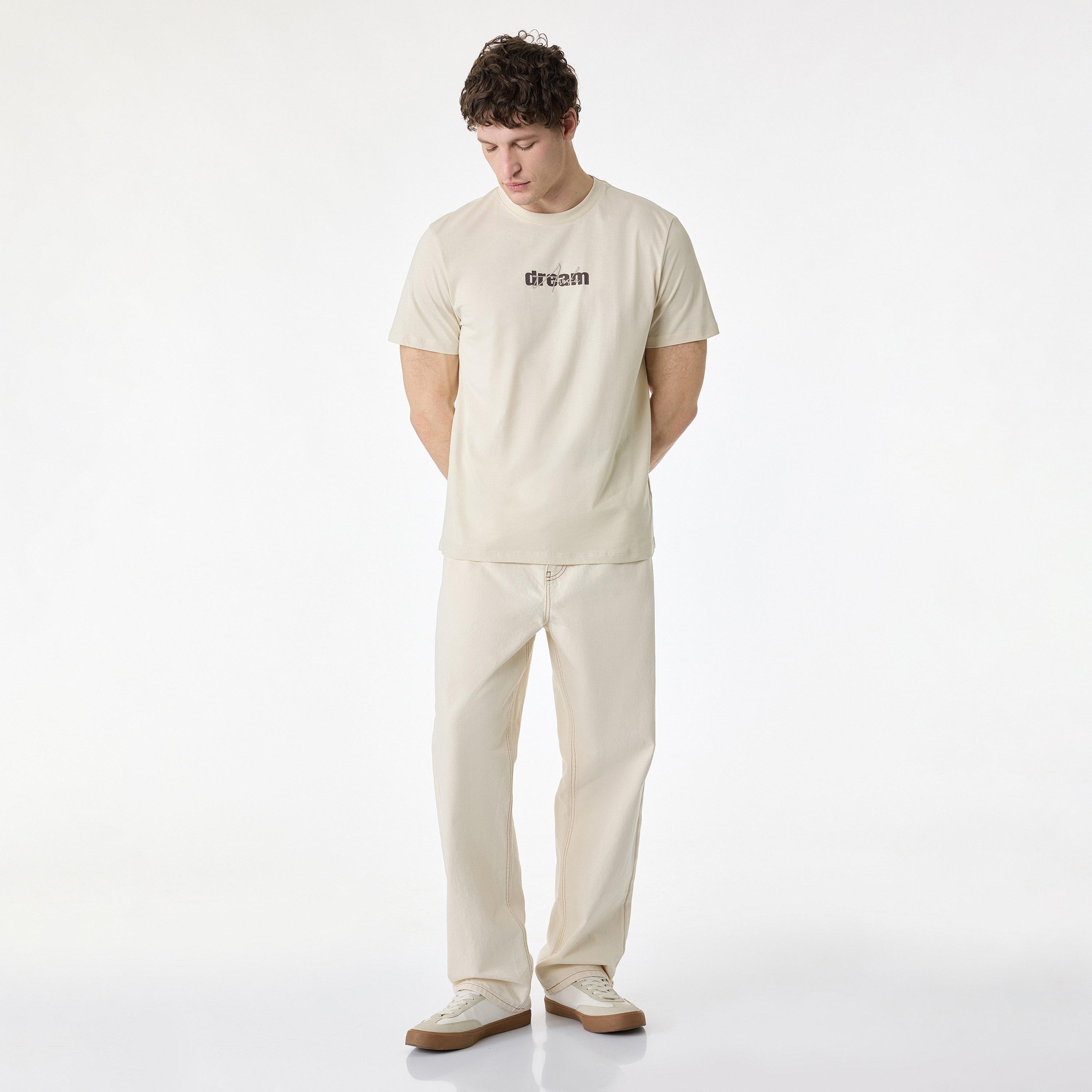 KOTON Text-Print Crew Neck Short Sleeves Men's T-Shirt-men-clothing-tshirtsandpolos-tshirts-image-2