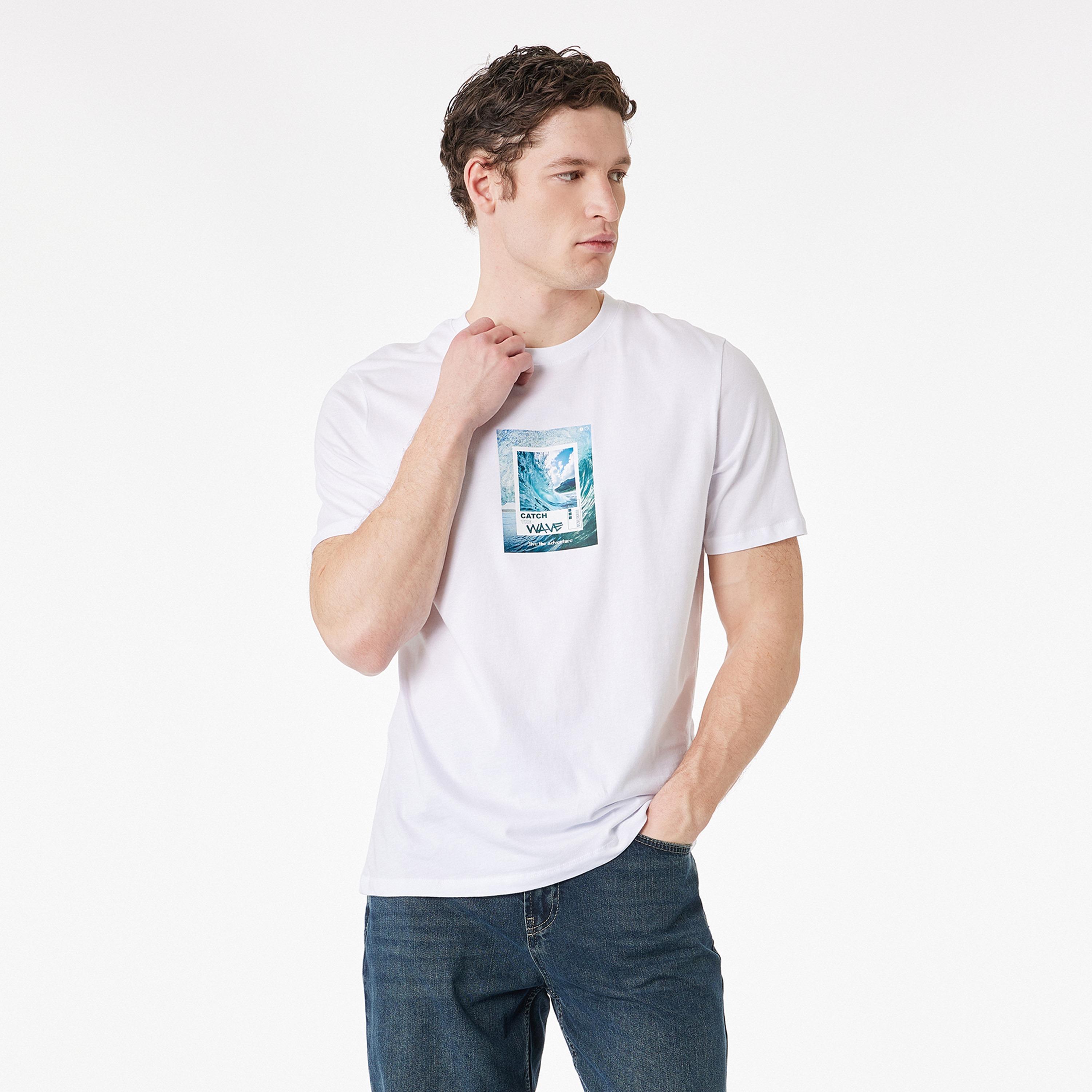 KOTON Graphic Placement Print Crew Neck Short Sleeves Men's T-Shirt-men-clothing-tshirtsandpolos-tshirts-image-1