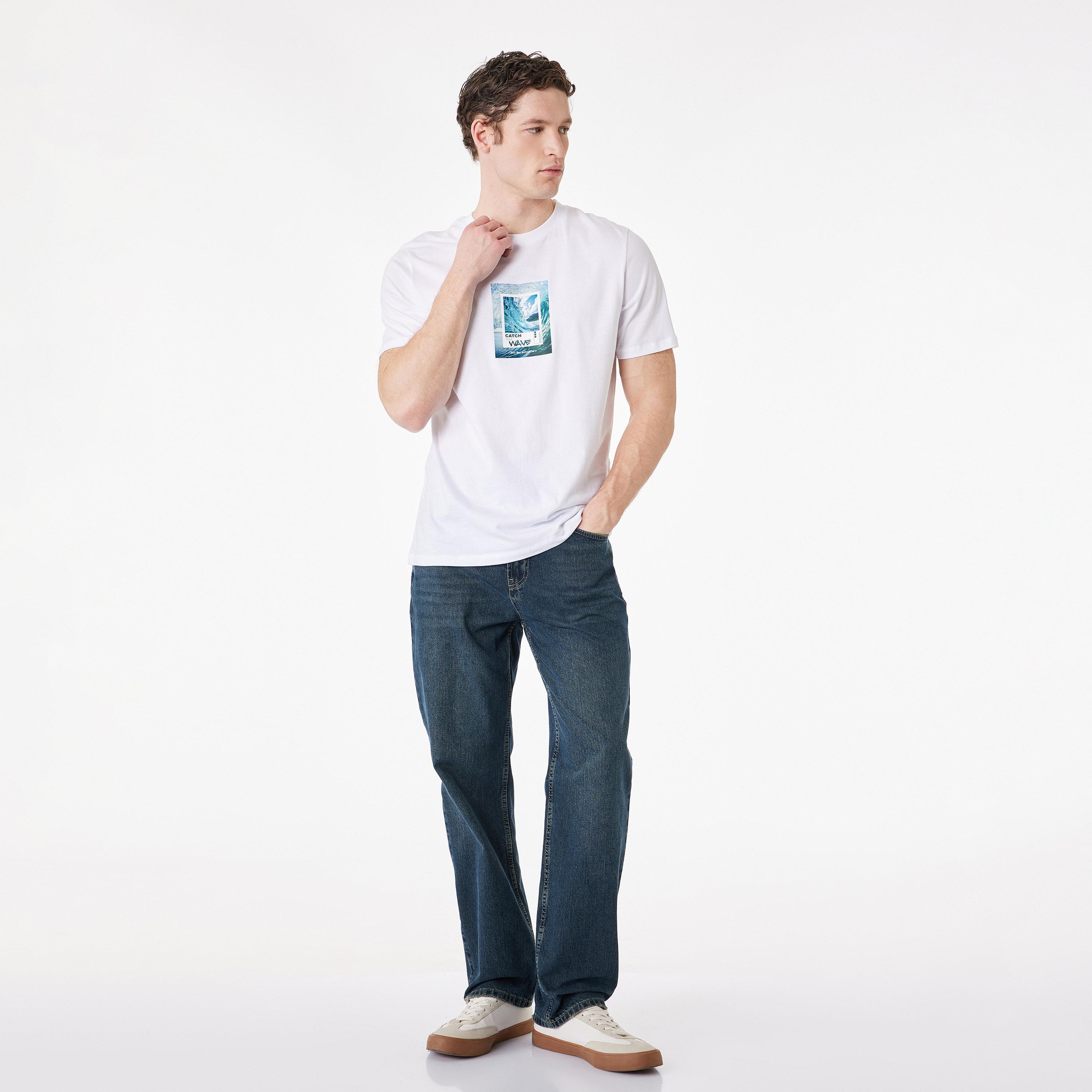 KOTON Graphic Placement Print Crew Neck Short Sleeves Men's T-Shirt-men-clothing-tshirtsandpolos-tshirts-image-2