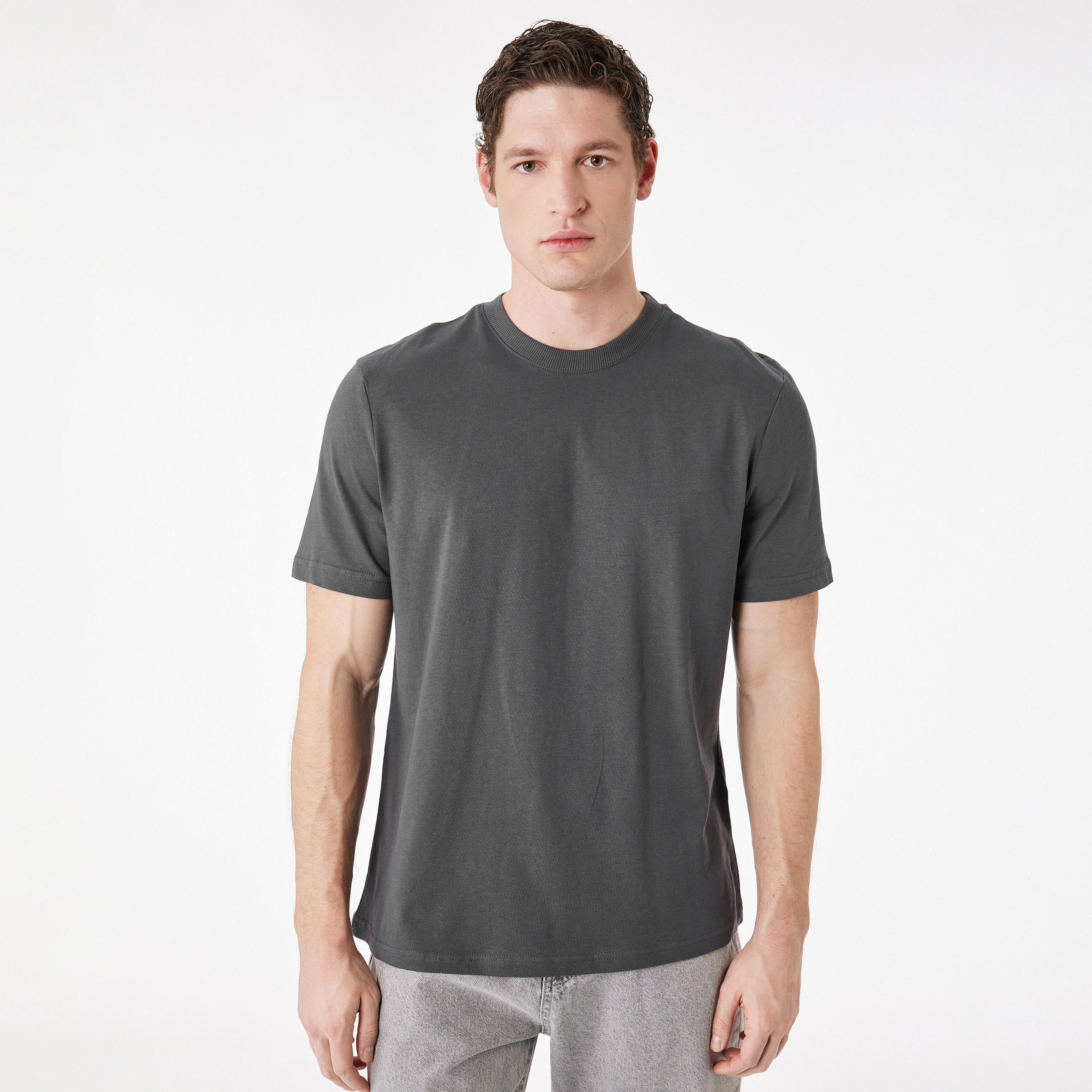 KOTON Plain Crew Neck Short Sleeves Men's T-Shirt-men-clothing-tshirtsandpolos-tshirts-image-1
