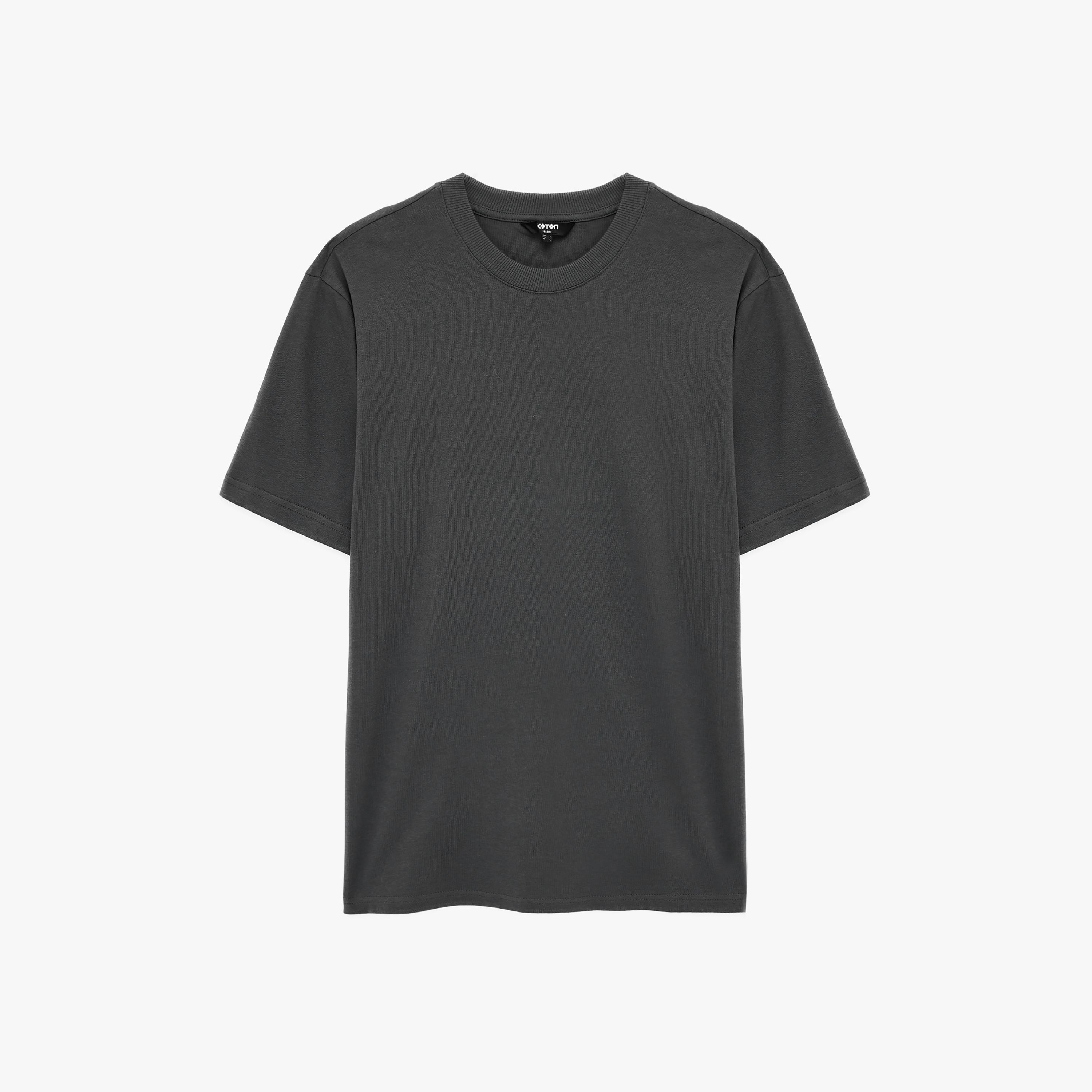 KOTON Plain Crew Neck Short Sleeves Men's T-Shirt-men-clothing-tshirtsandpolos-tshirts-image-3