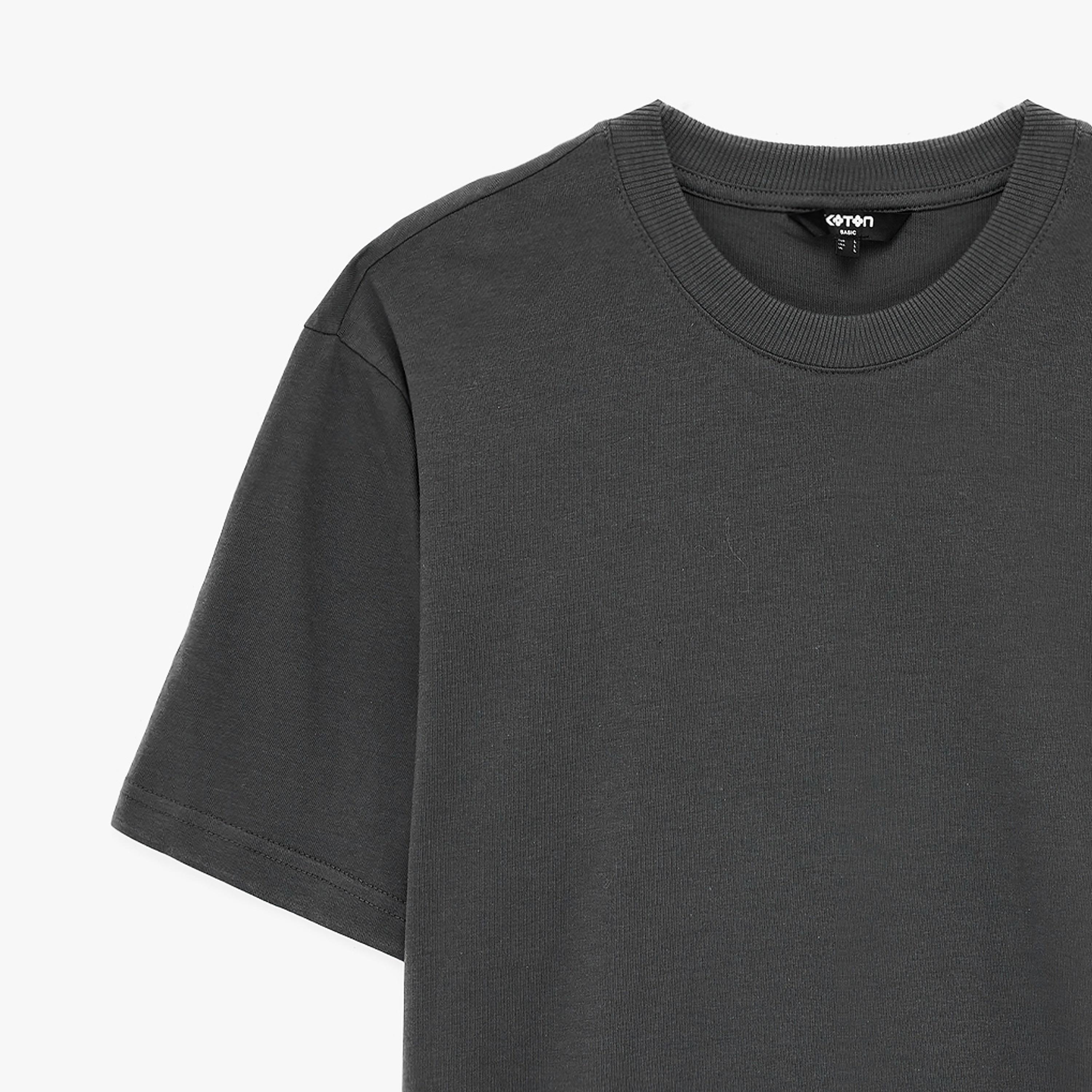 KOTON Plain Crew Neck Short Sleeves Men's T-Shirt-men-clothing-tshirtsandpolos-tshirts-image-5