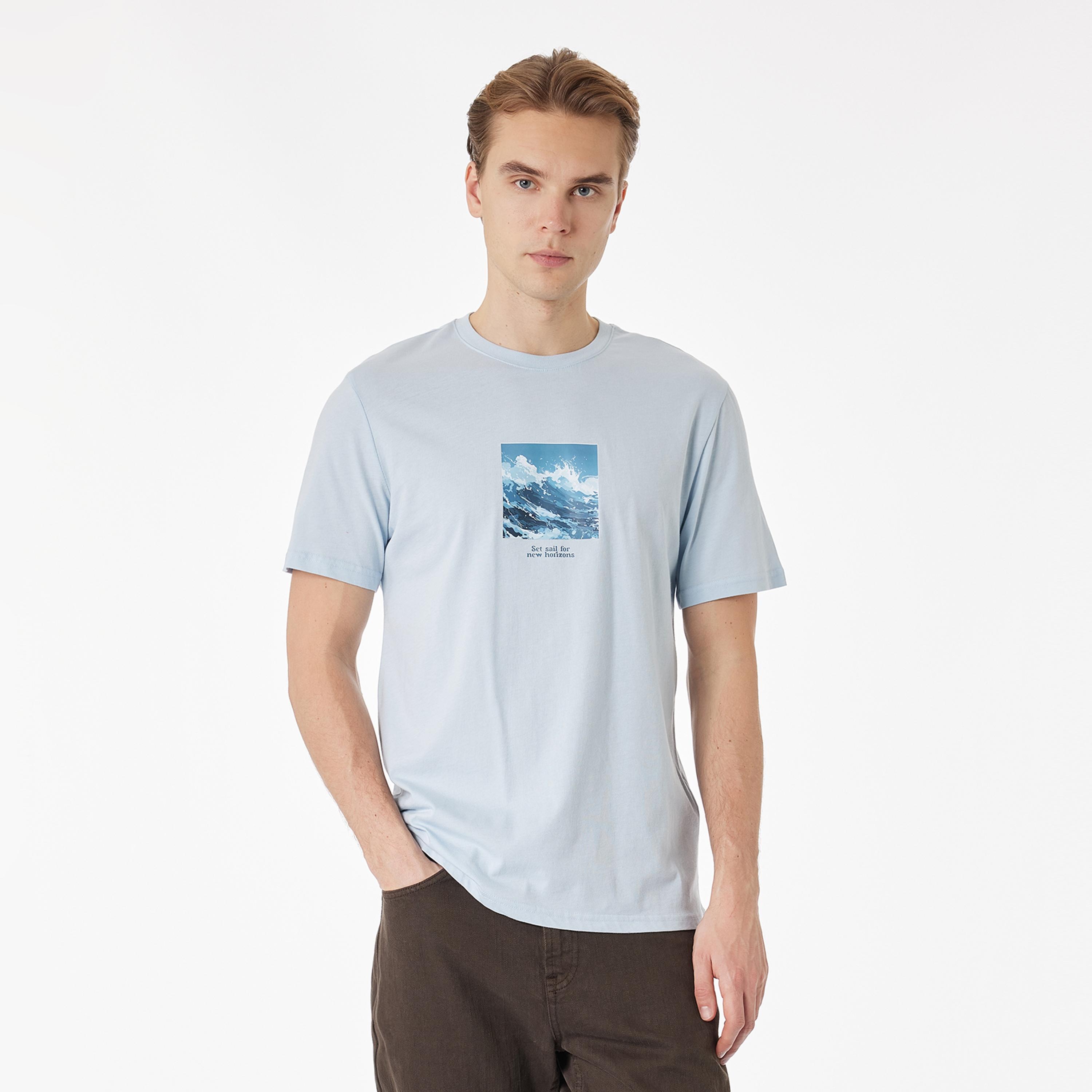 KOTON Graphic Placement Print Crew Neck Short Sleeves Men's T-Shirt-men-clothing-tshirtsandpolos-tshirts-image-1