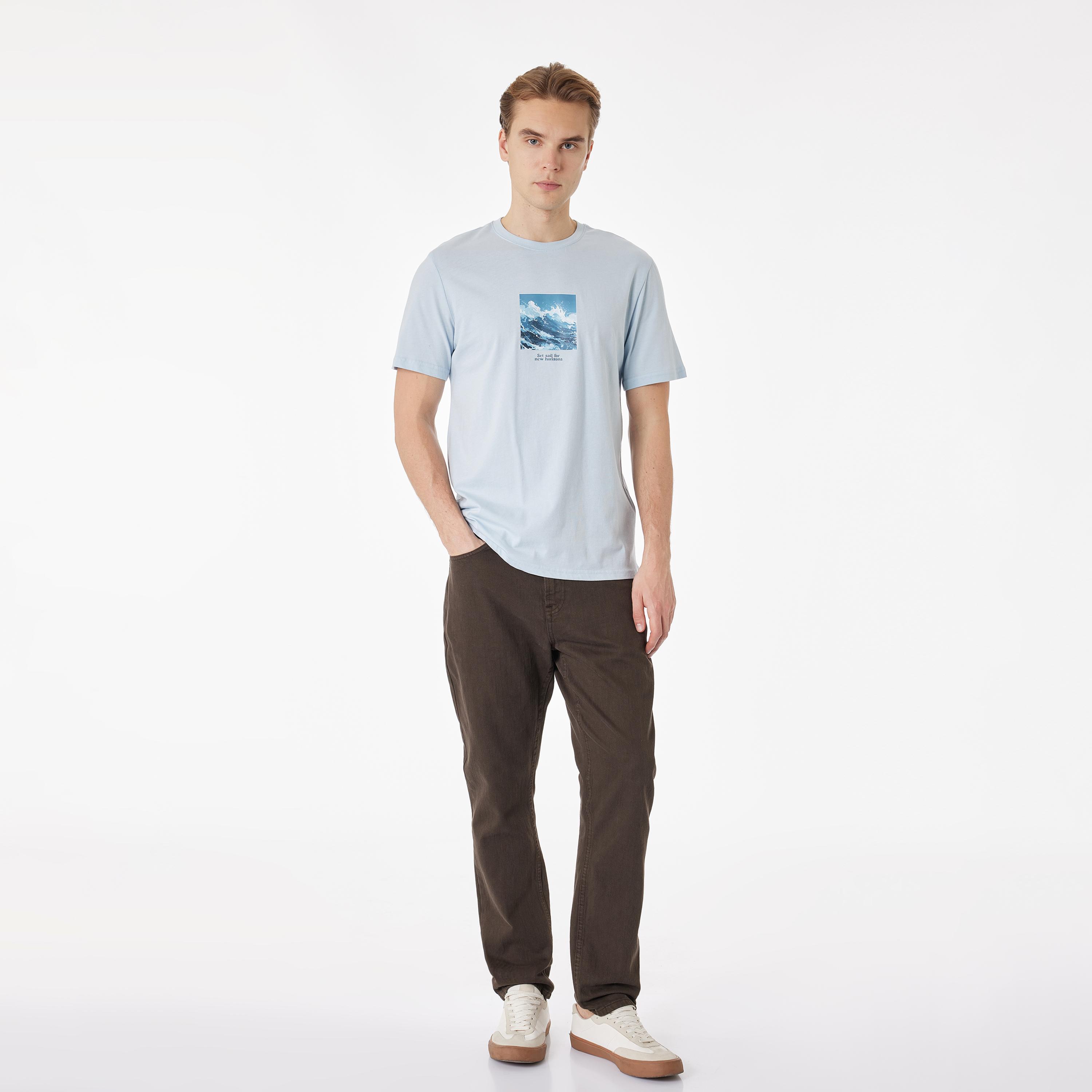 KOTON Graphic Placement Print Crew Neck Short Sleeves Men's T-Shirt-men-clothing-tshirtsandpolos-tshirts-image-2
