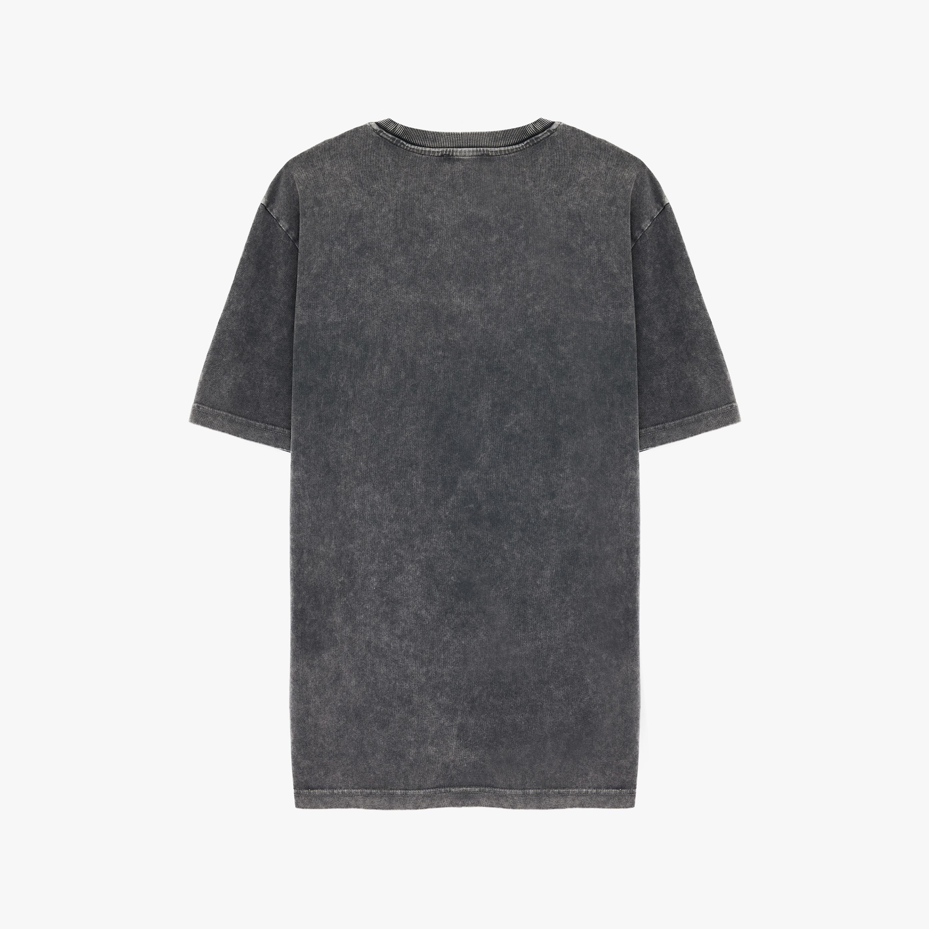 تيشيرت رجالي أكمام قصيرة بياقة مستديرة وتصميم "فينتج" مغسول بطبعة نصية من كوتون-men-clothing-tshirtsandpolos-tshirts-image-5