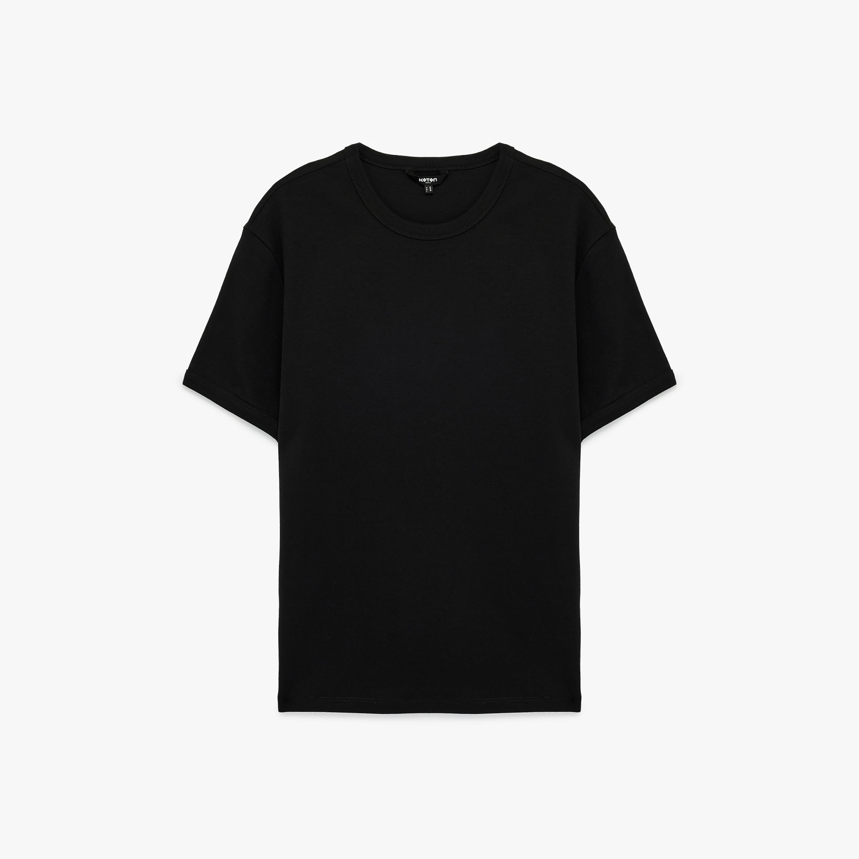 KOTON Plain Crew Neck Short Sleeves Men's T-Shirt-men-clothing-tshirtsandpolos-tshirts-image-3
