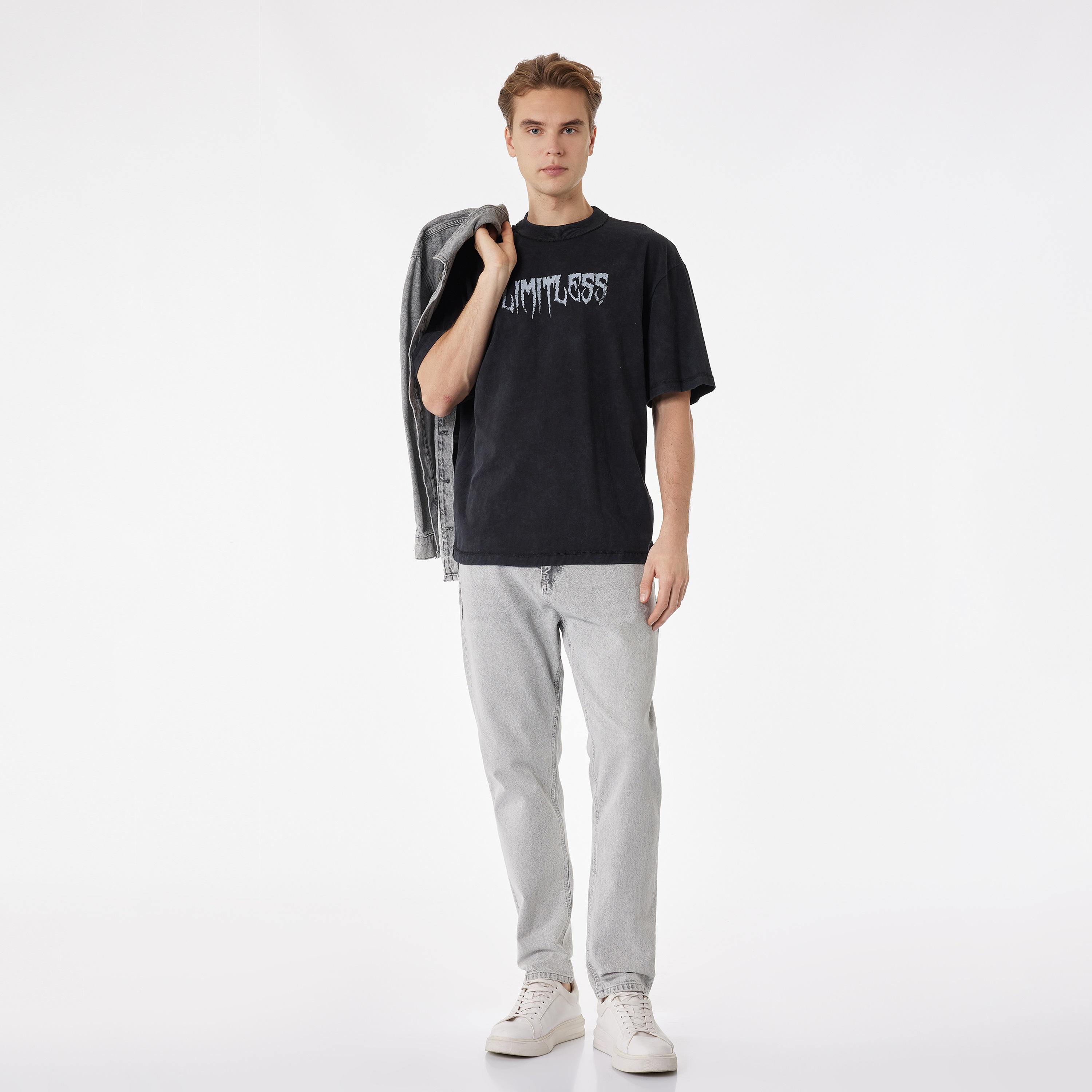 KOTON Text-Print Crew Neck Short Sleeves Men's T-Shirt-men-clothing-tshirtsandpolos-tshirts-image-2