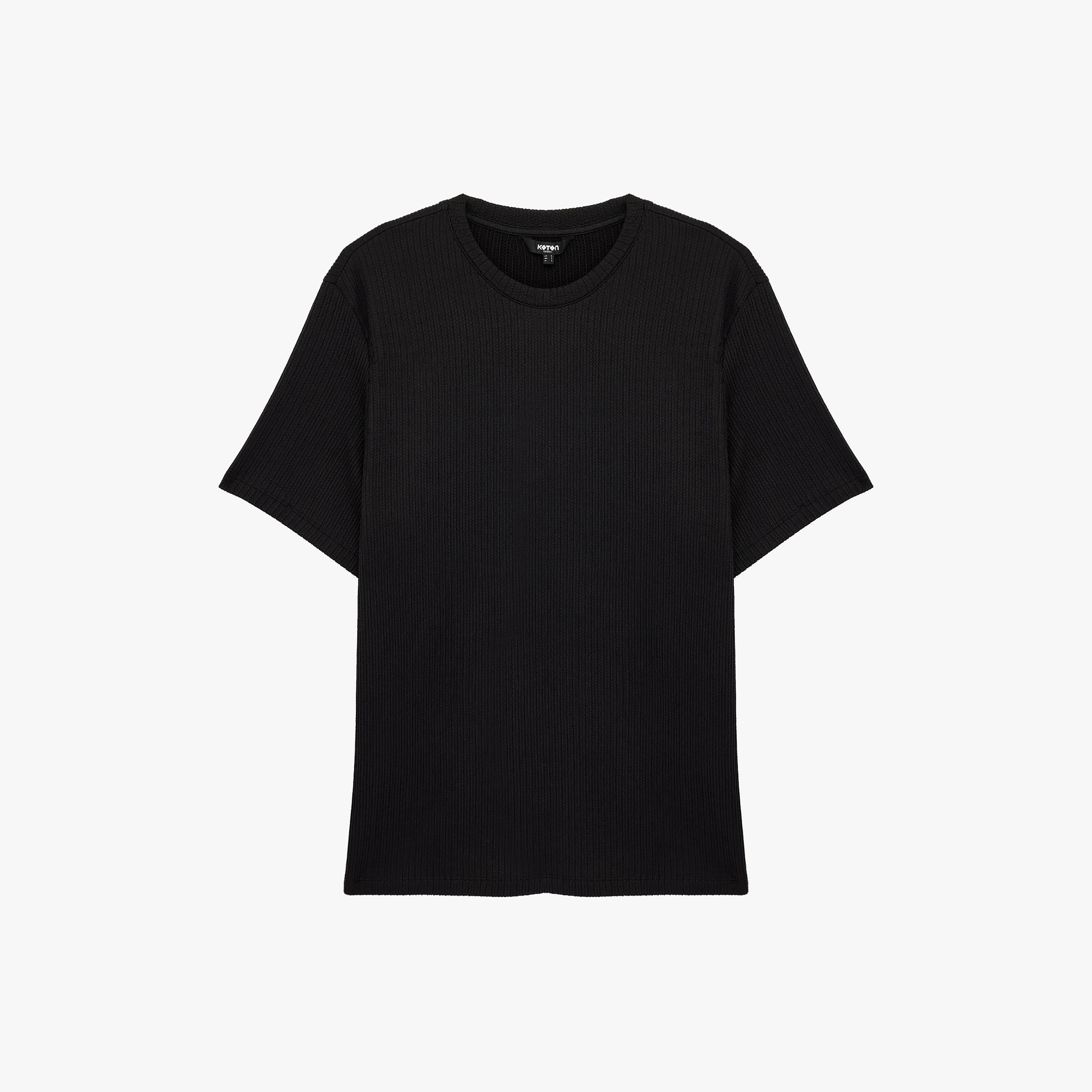 KOTON Textured Crew Neck Short Sleeves Men's T-Shirt-men-clothing-tshirtsandpolos-tshirts-image-3