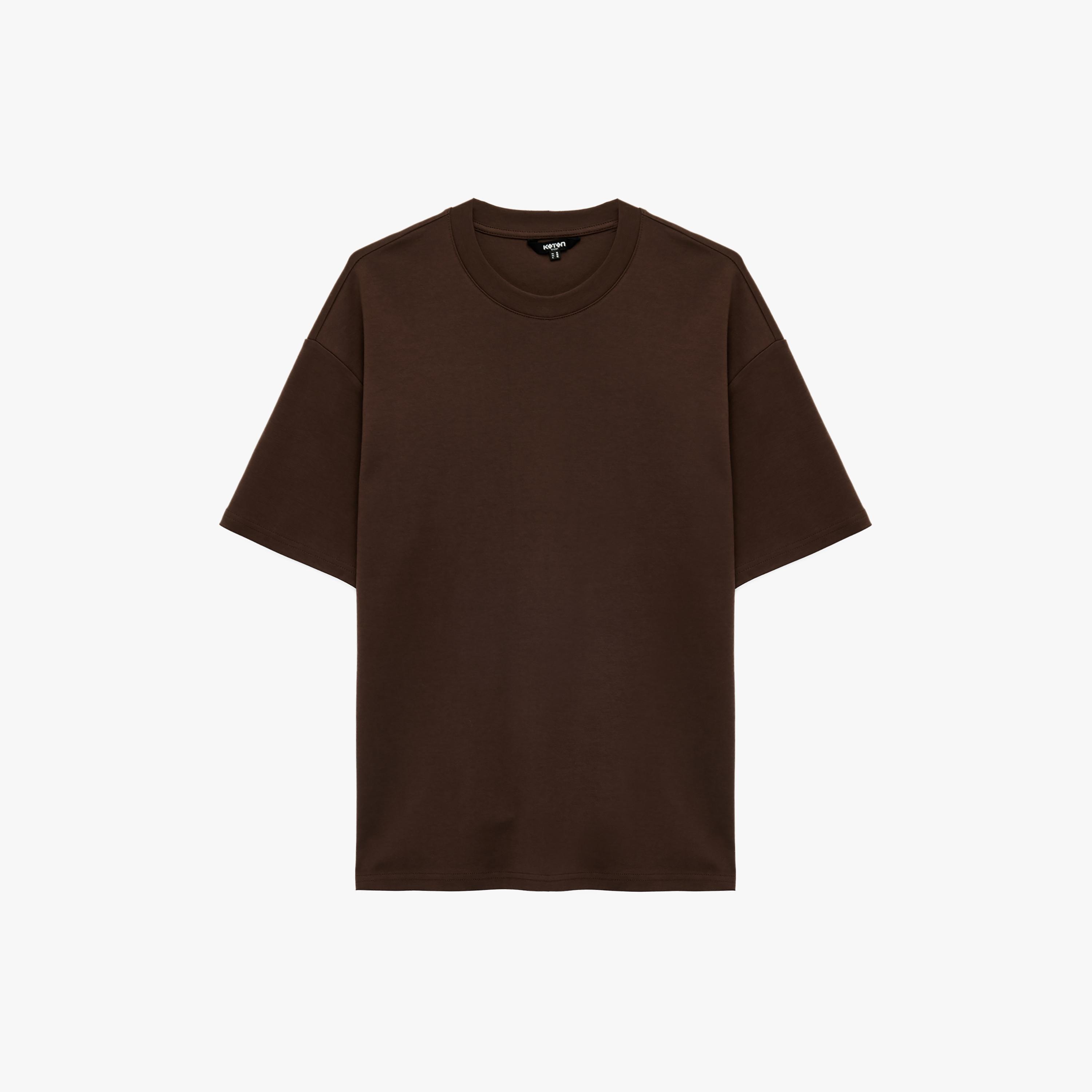 KOTON Plain Crew Neck Short Sleeves Men's T-Shirt-men-clothing-tshirtsandpolos-tshirts-image-3