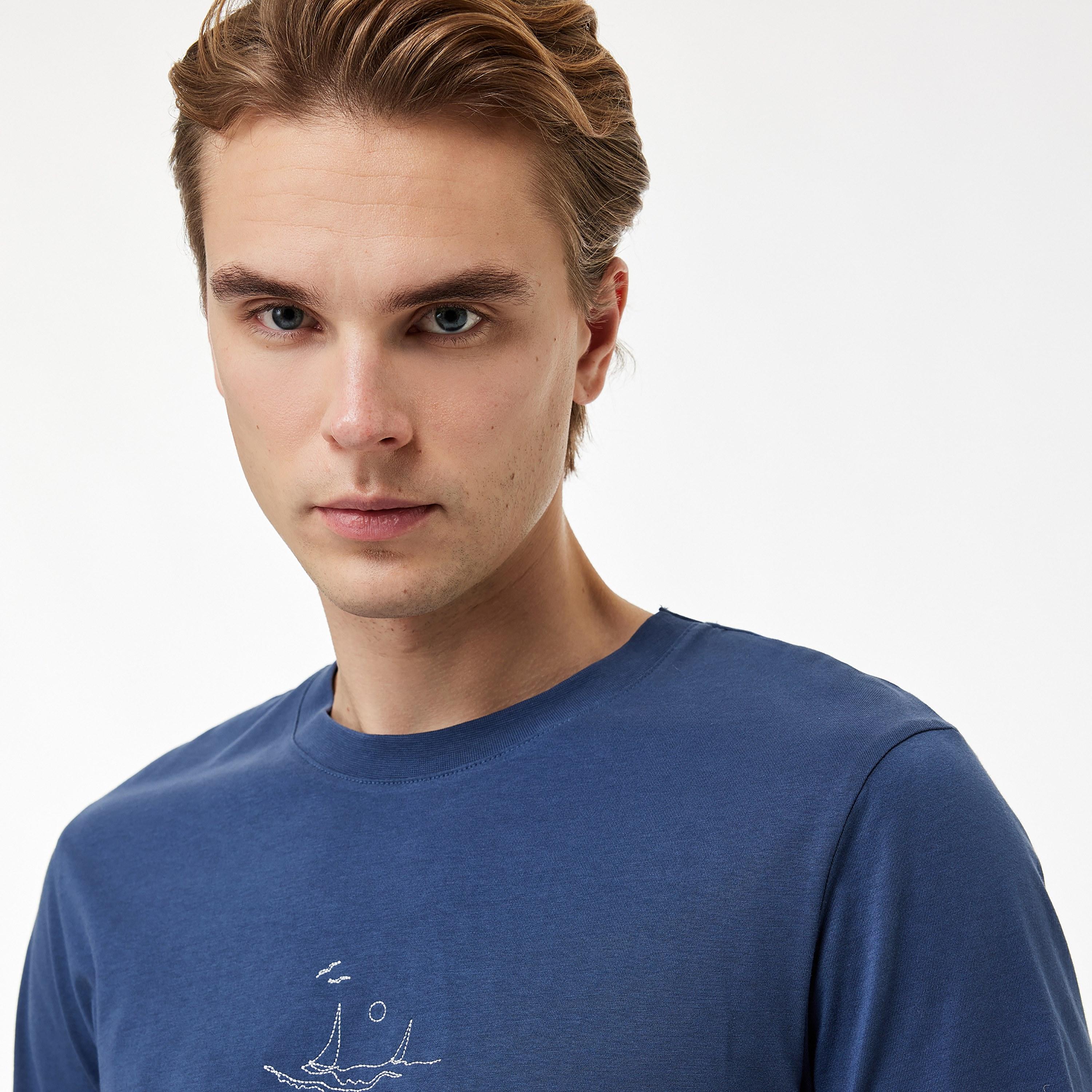 KOTON Embroidered Crew Neck Short Sleeves Men's T-Shirt-men-clothing-tshirtsandpolos-tshirts-image-3