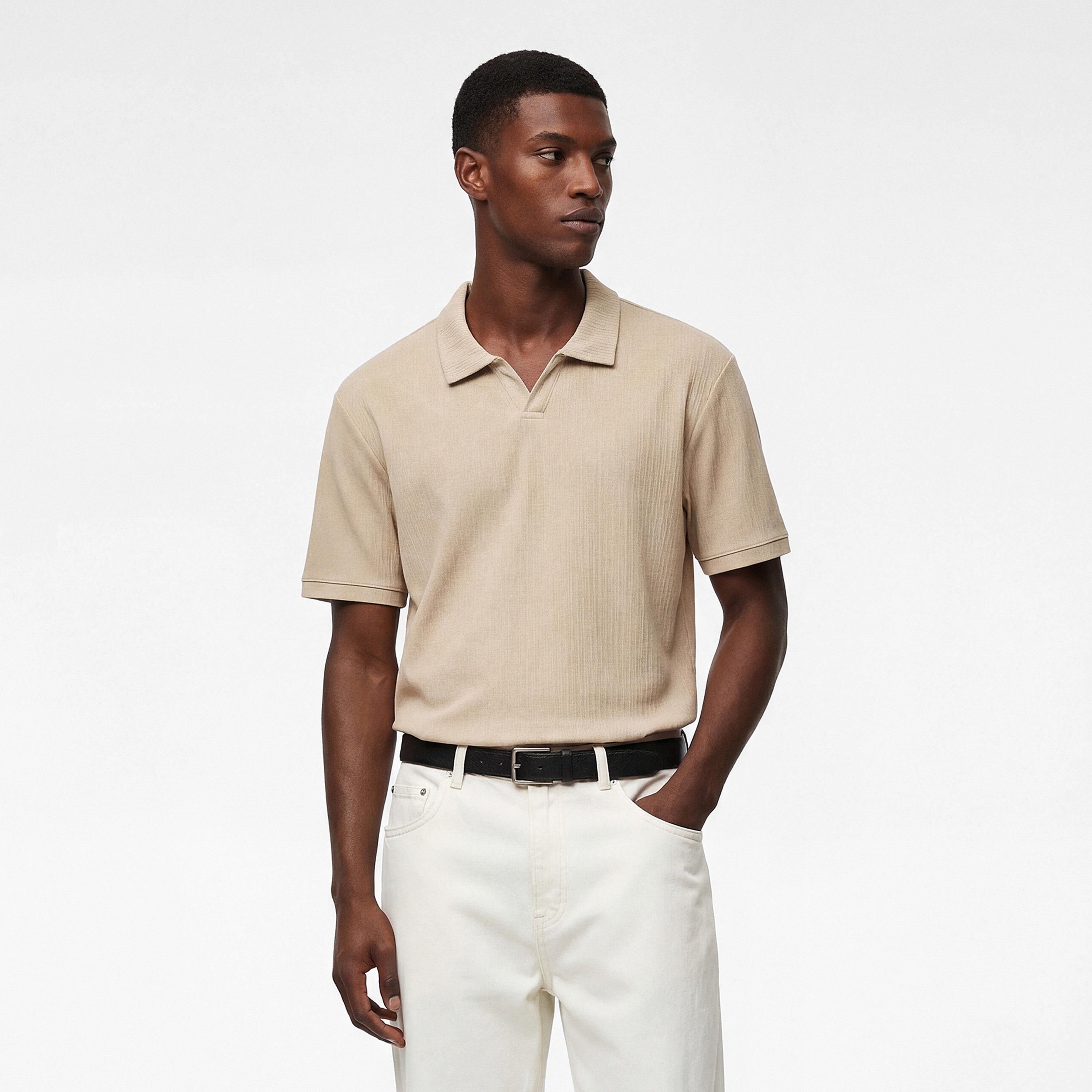 KOTON Textured Johnny Collar Short Sleeves Men's Polo T-Shirt-men-clothing-tshirtsandpolos-polos-image-1
