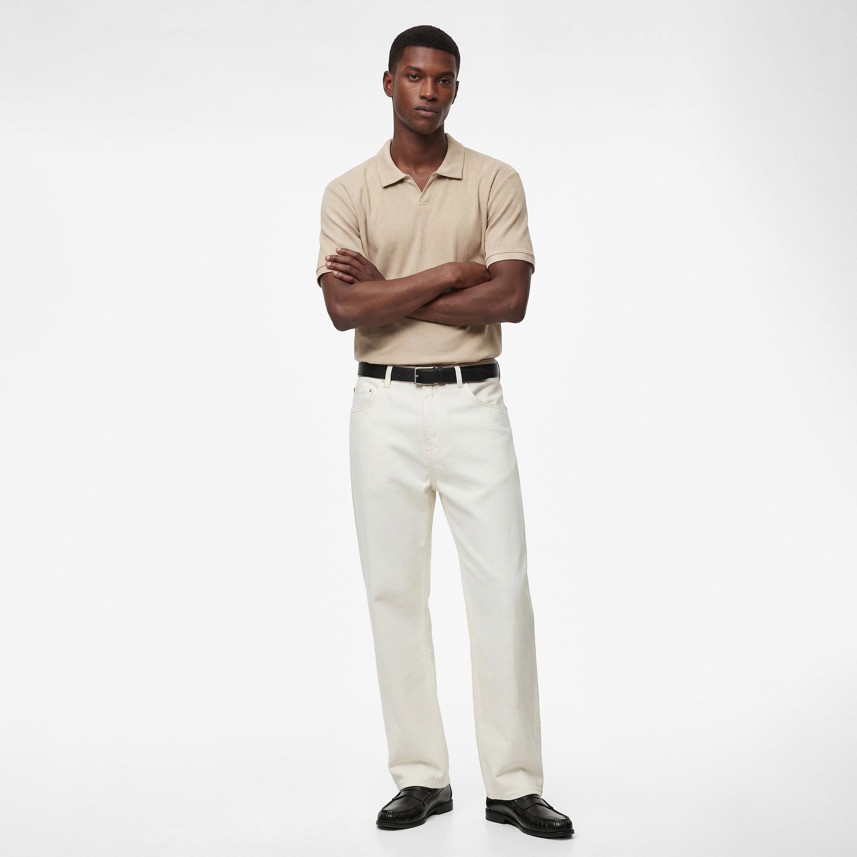 KOTON Textured Johnny Collar Short Sleeves Men's Polo T-Shirt-men-clothing-tshirtsandpolos-polos-image-2