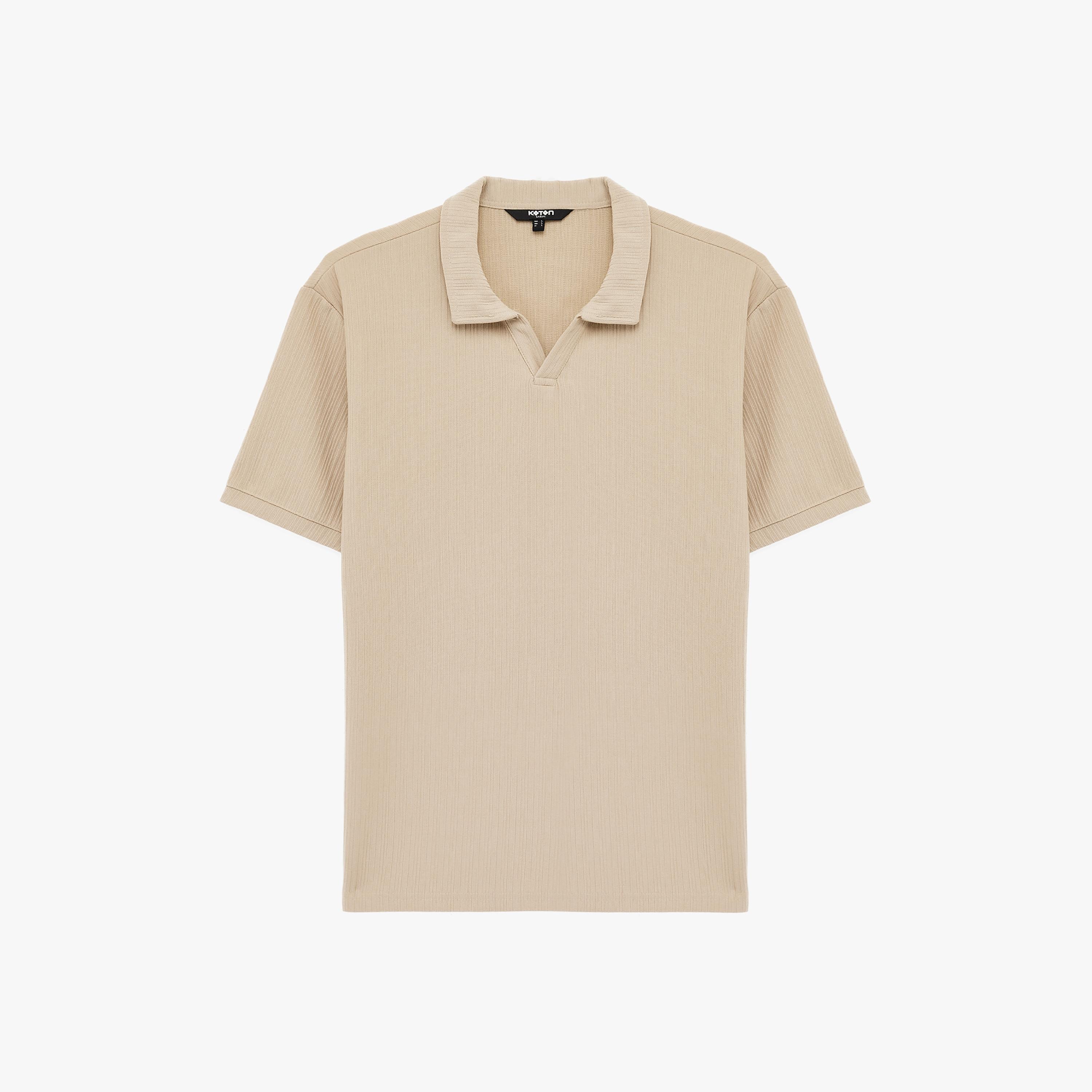 KOTON Textured Johnny Collar Short Sleeves Men's Polo T-Shirt-men-clothing-tshirtsandpolos-polos-image-3