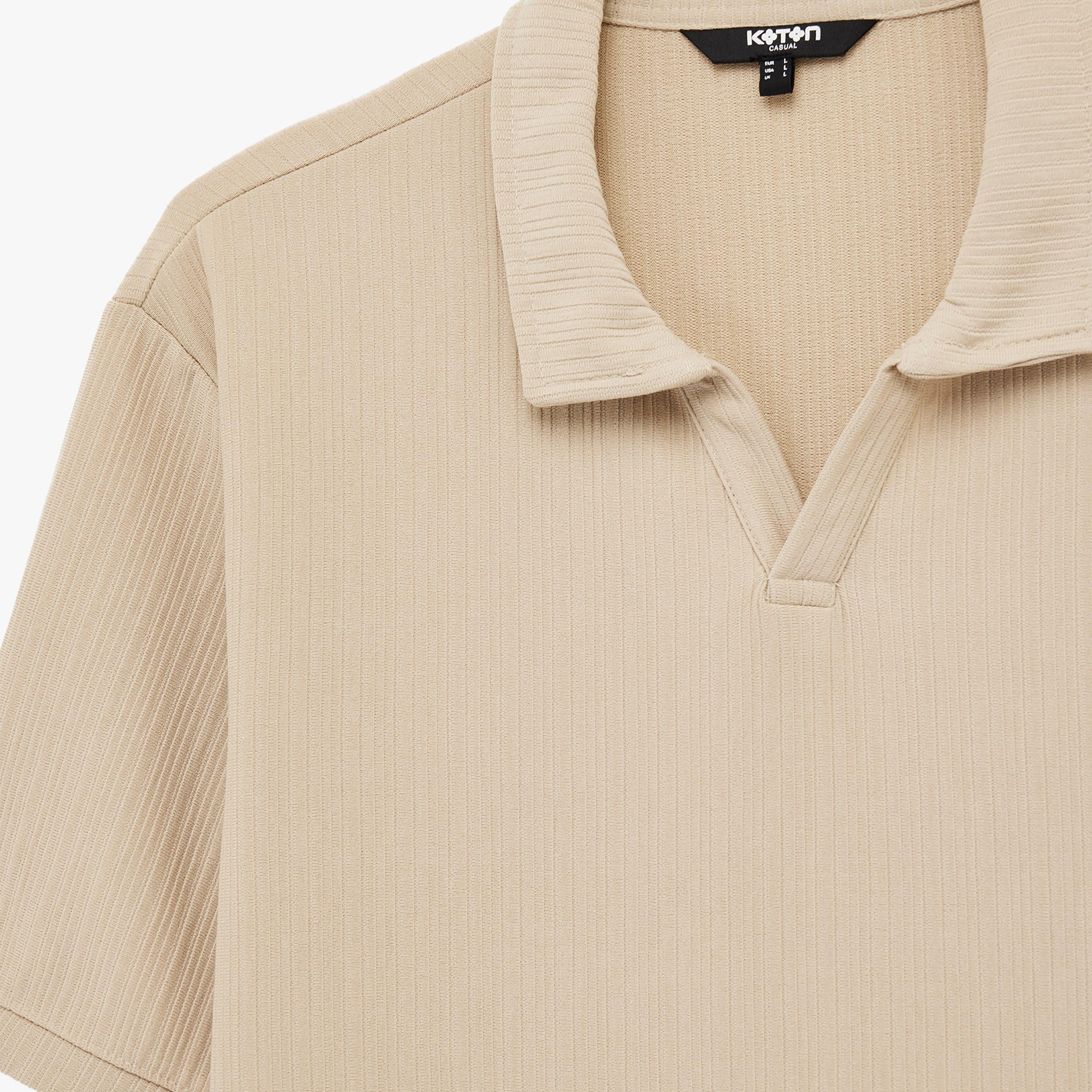 KOTON Textured Johnny Collar Short Sleeves Men's Polo T-Shirt-men-clothing-tshirtsandpolos-polos-image-5